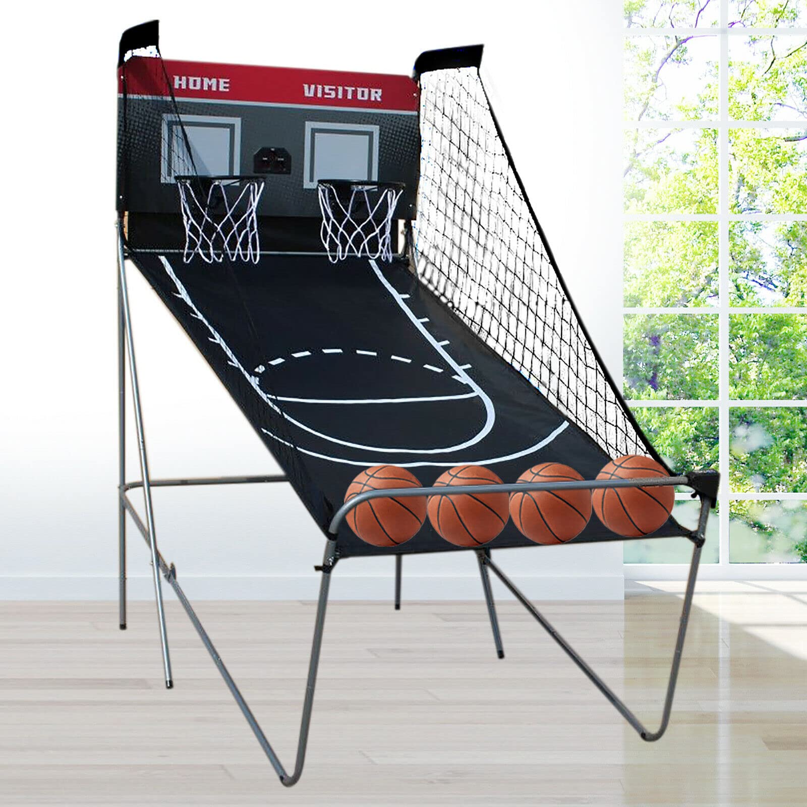 Panier de basket avec 4 ballons de basket - Pour enfants