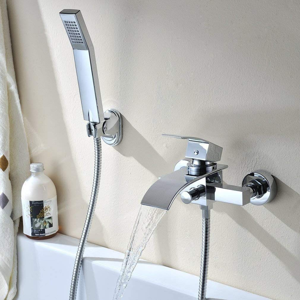 CNCEST Set de douche chromé avec robinetterie de baignoire