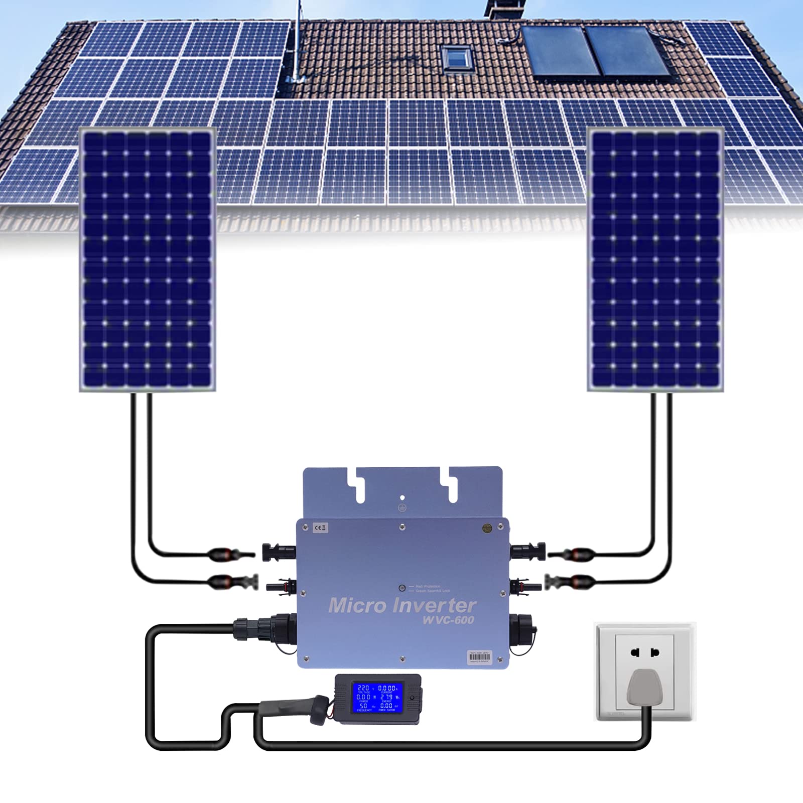 Micro onduleur solaire pour grille solaire 1200 W - 220 V - Étanche IP65 -  Pour panneau solaire 30 V 36 V - DC 22-50 V - Entrée PV AC180-260 V