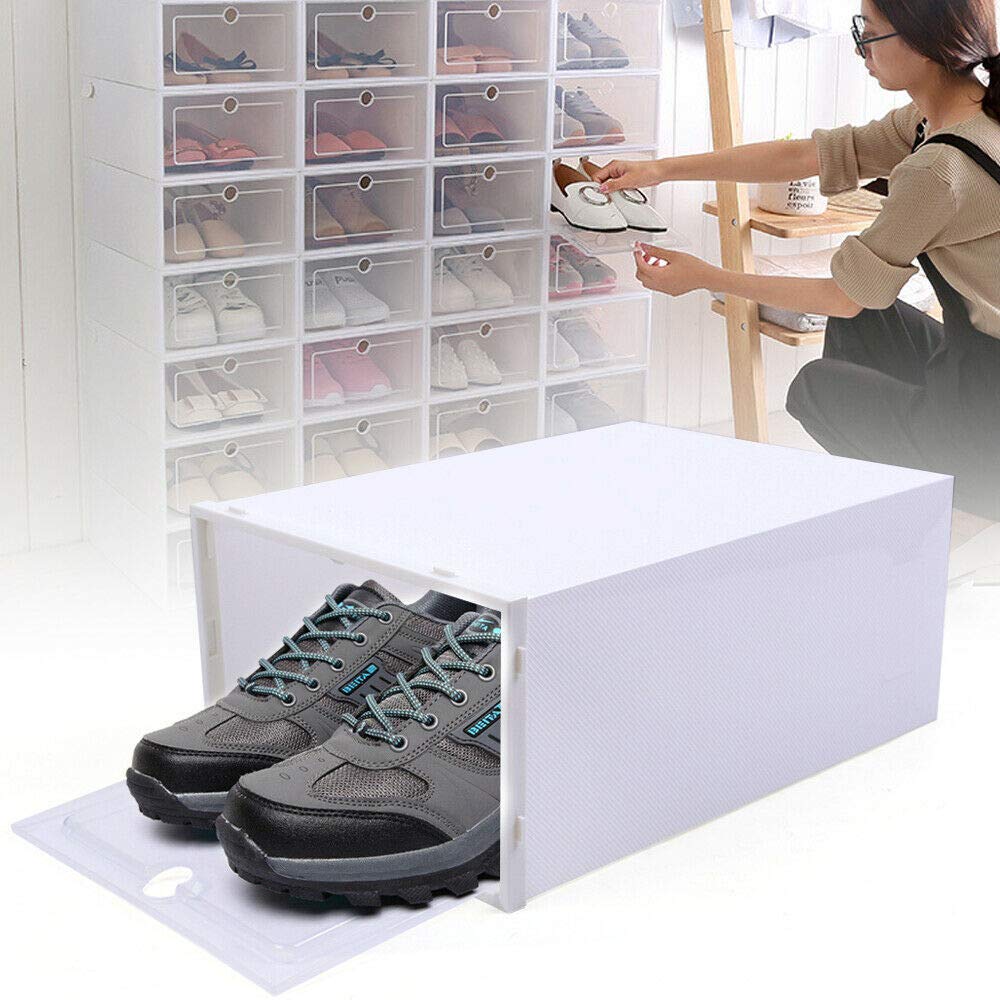 Wttfc 12Pcs Boîtes à Chaussures, Boîte à Rangement en Plastique Pliable,  Boîtes de Rangement pour Chaussures en Plastique Transparent Empilables,  pour