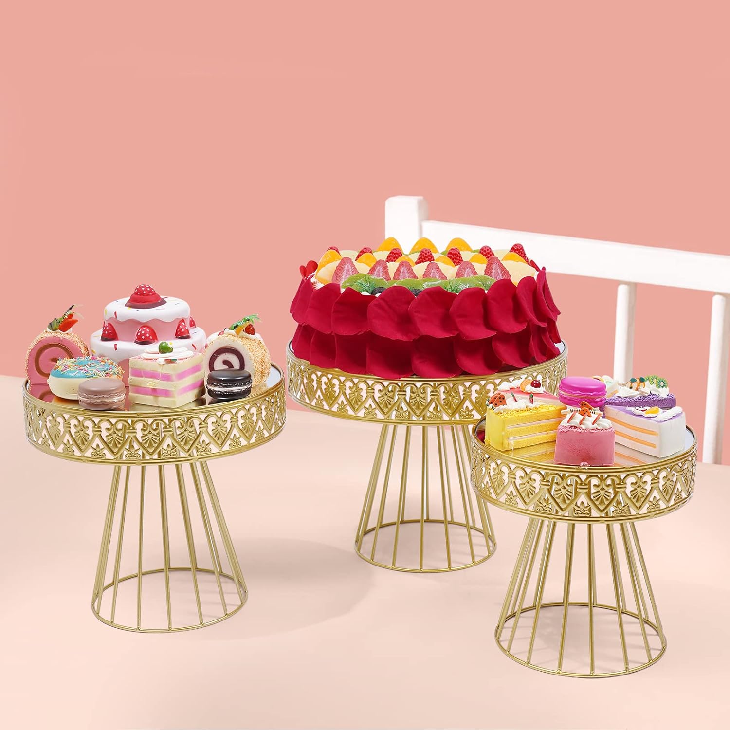 Ensemble de 3 supports à gâteaux Supports à cupcakes ronds