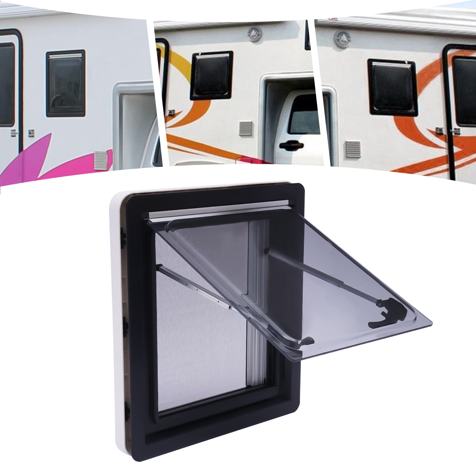 Fenêtre d'exposition pour caravane - 45 x 50 cm (l x h) - Moustiquaire - Fenêtre latérale - En aluminium