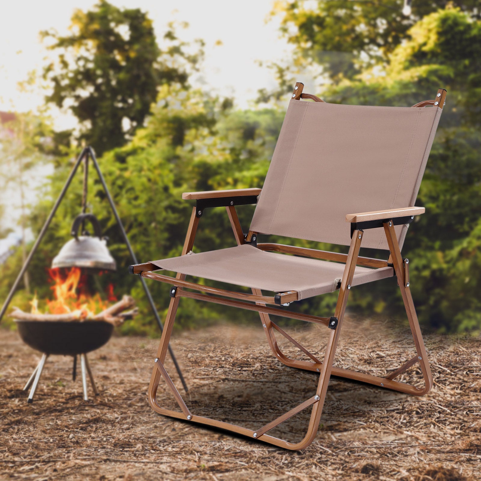 Chaise de camping pliable en aluminium avec accoudoirs