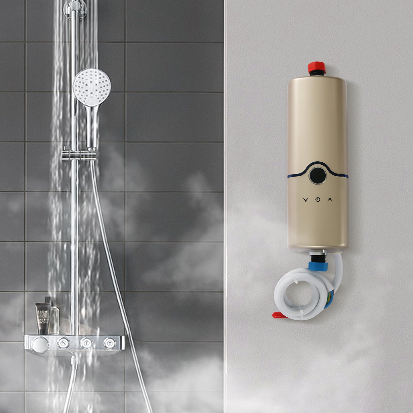 3500W-5500W Chauffe-eau électrique instantané Mini chauffe-eau instantané Puissance et température réglables 30-65℃