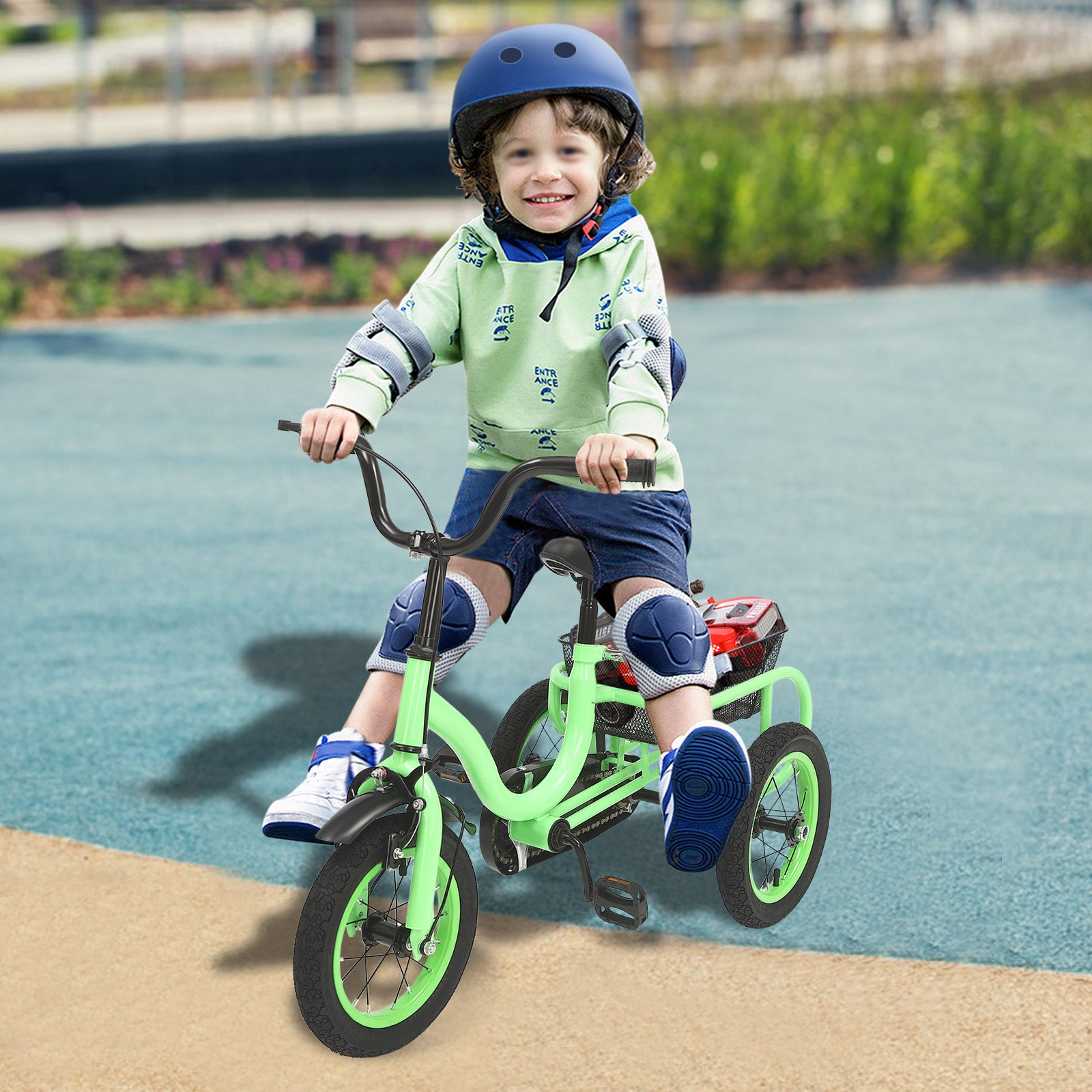 1x 3-Roue Tricycle Vélo pour Enfant Bébé 2 à 6 Ans Vert