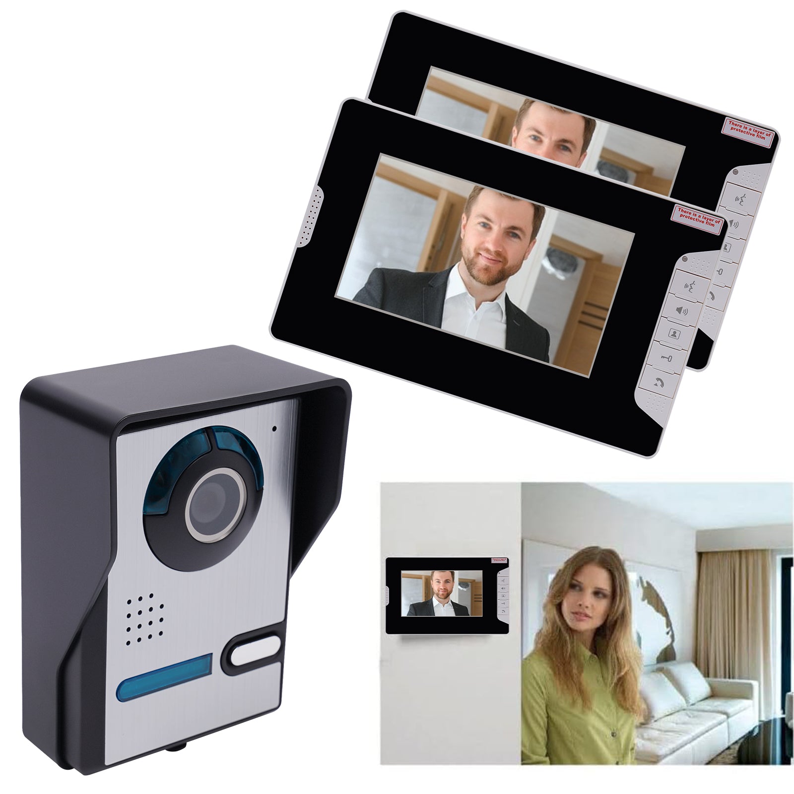 Interphone vidéo avec écran 7" et caméra HD 7" LCD