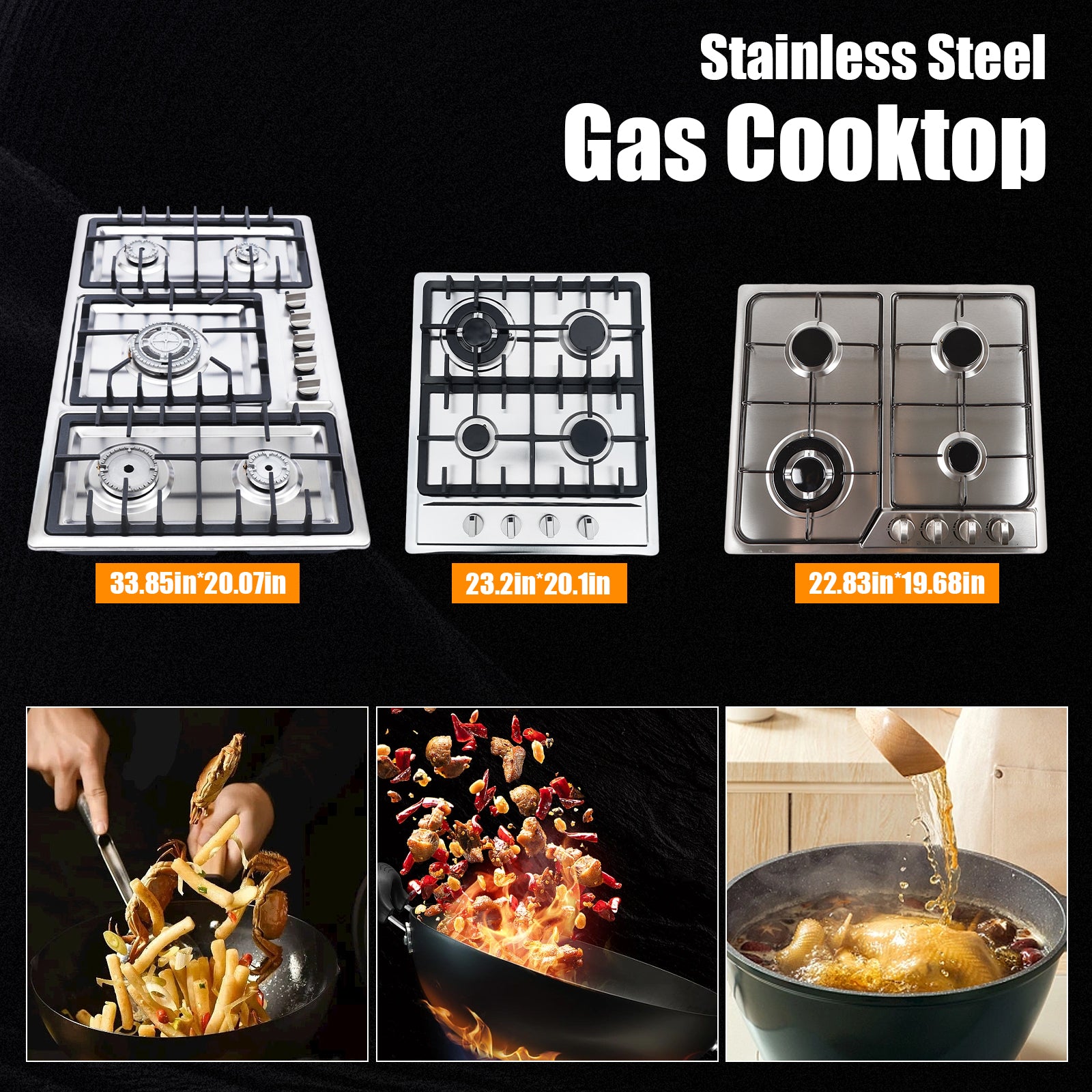 Plaque de cuisson à gaz 5 zones - 33,8 cm - Réchaud de camping 5 brûleurs - Réchaud à gaz/électrique/cuisinière à gaz/cuisinière à gaz/gaz naturel