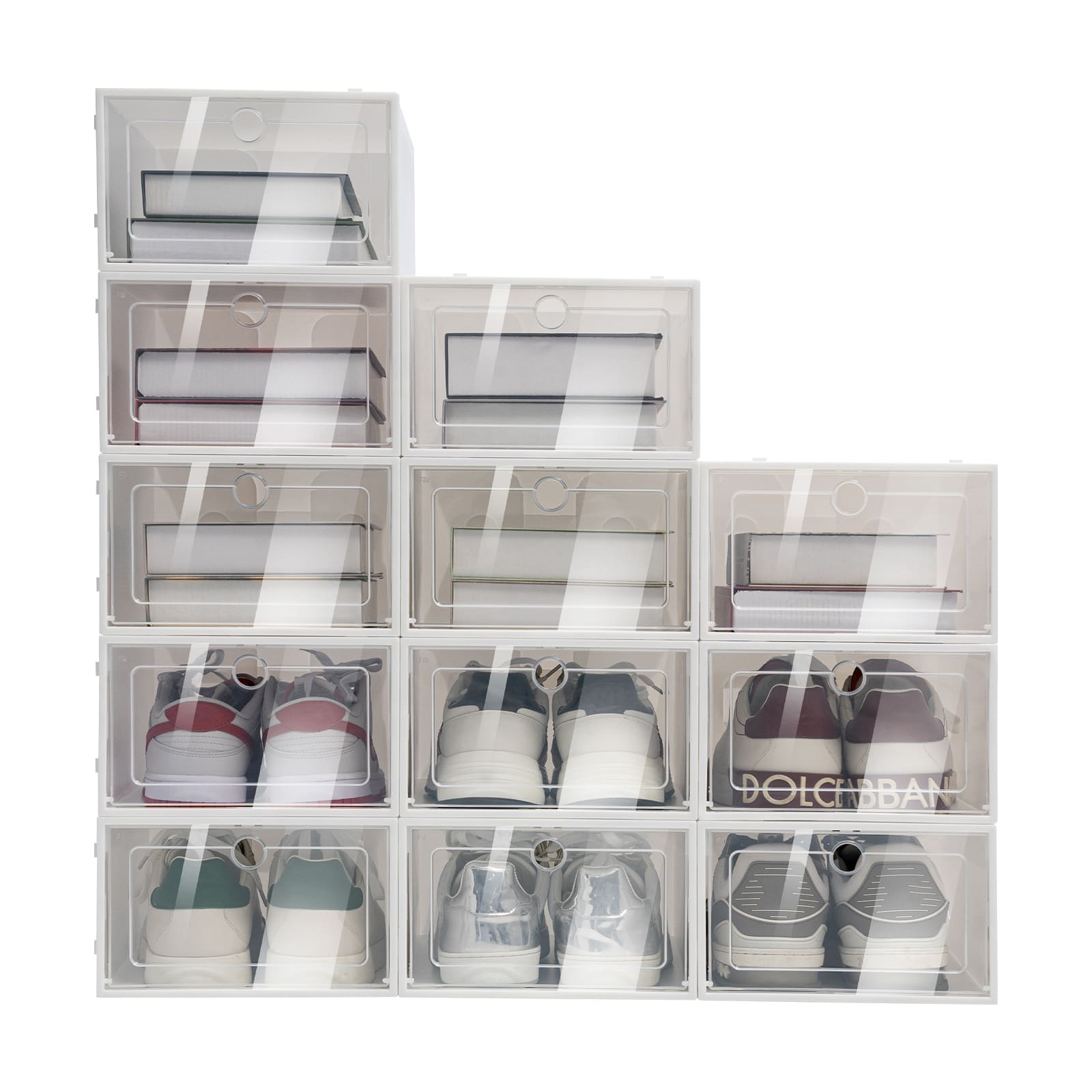 Lot de 24 boîtes à chaussures empilables transparentes