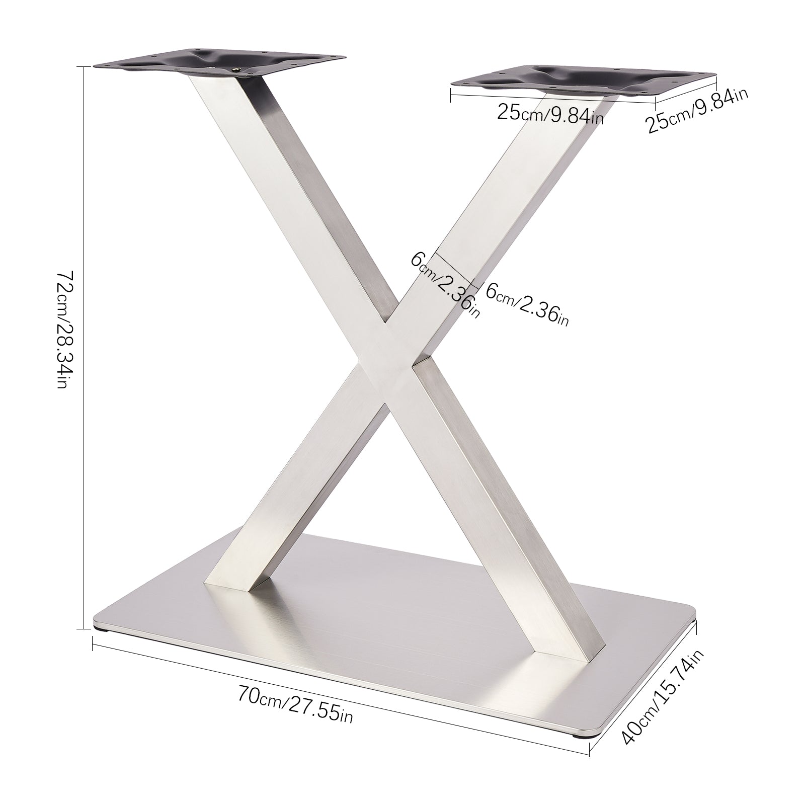 Pieds de table en métal en forme de X
