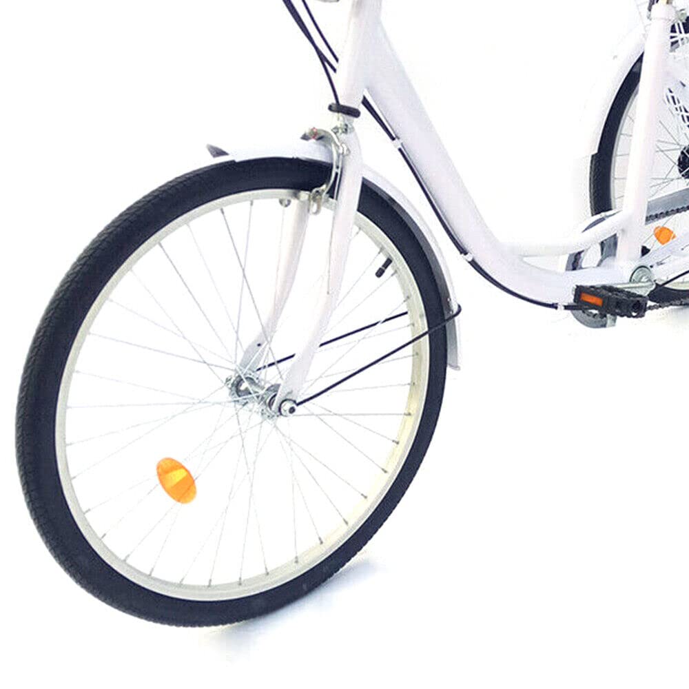 CNCEST Tricycle pour adulte 24" 6 vitesses 3 roues pour femme senior adulte Tricycle avec panier, excursion, sport shopping, shopping (blanc)