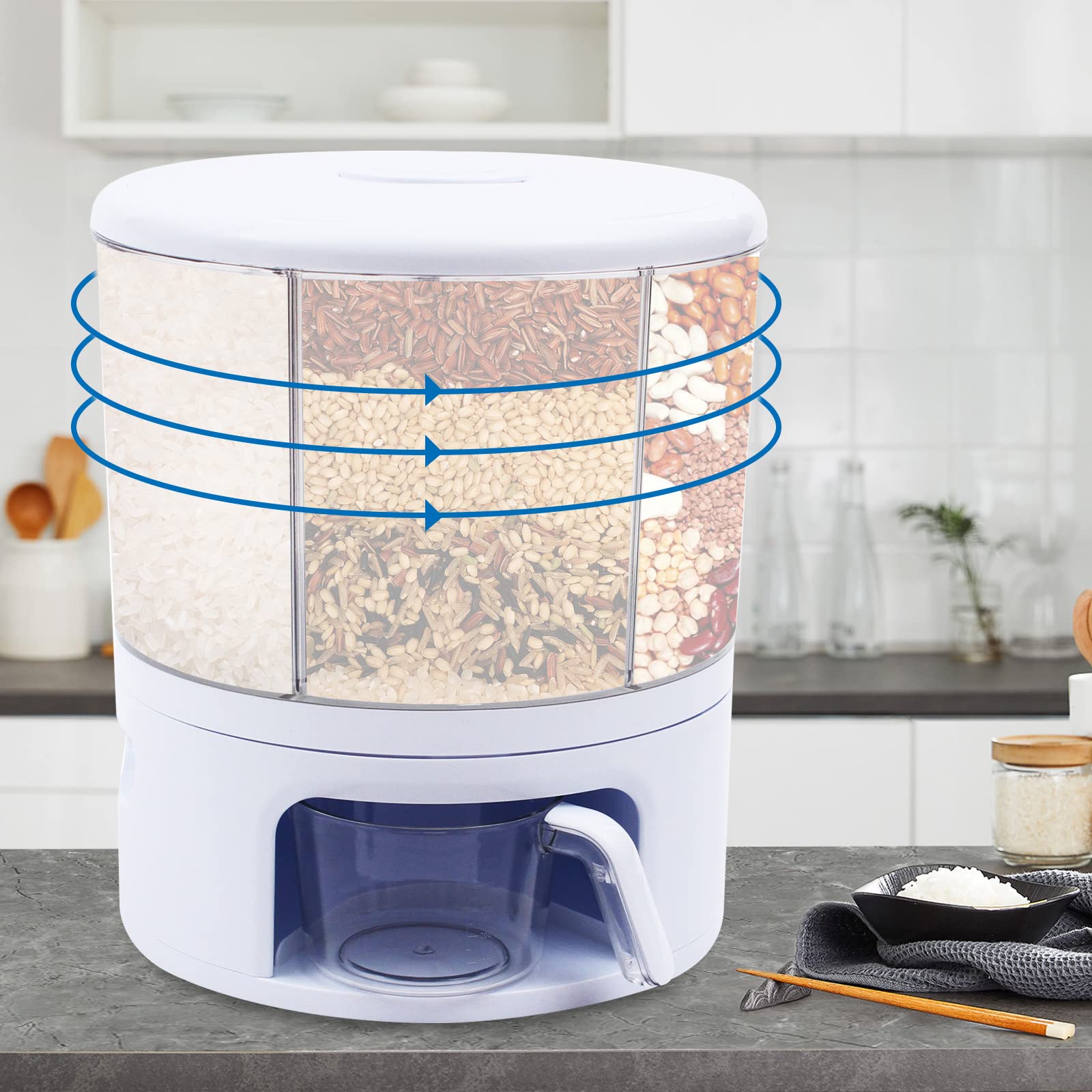Distributeur de céréales de cuisine rotatif à 360 °