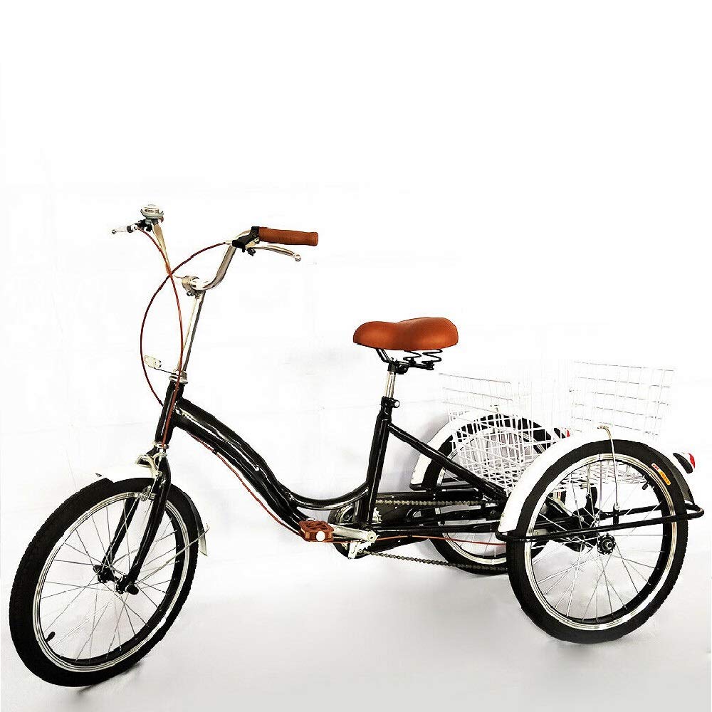 Tricycle adulte de 20 pouces tricycle adulte 3 roues tricycle avec panier, vélo de ville pour adultes et seniors