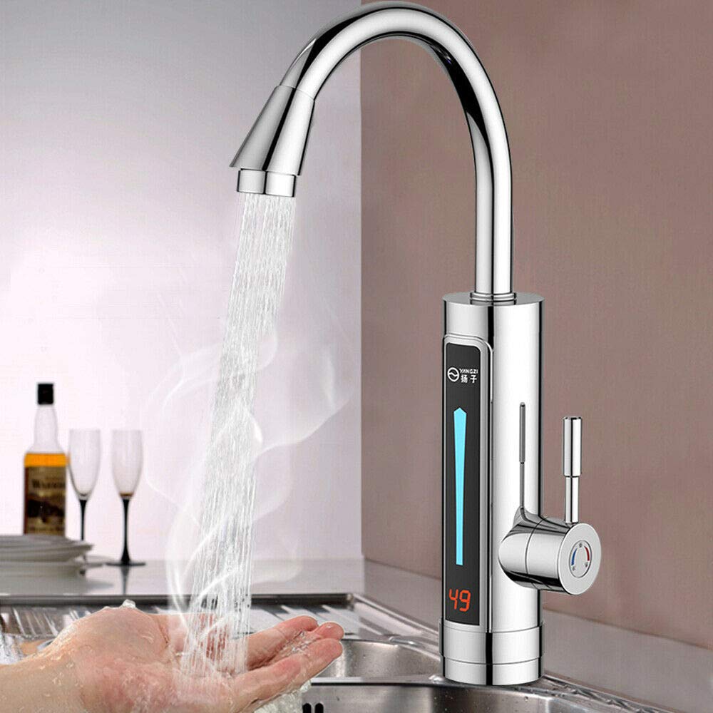 Chauffe eau Instantané Electrique, Robinet Avec Chauffe-eau Instantané 3kW  pour un Lave-mains, Vaisselle Mais Pas pour une Douche Bien Chaude