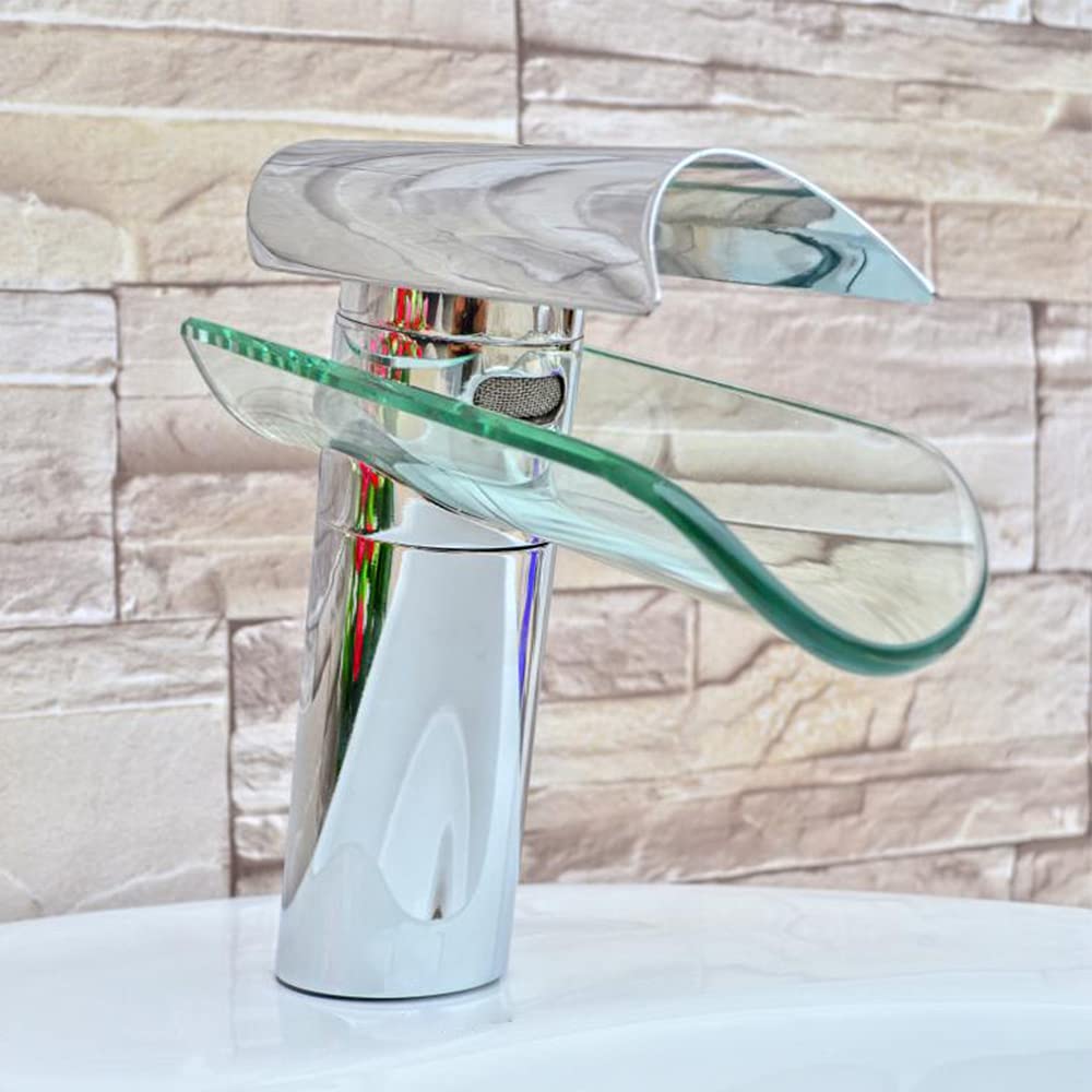 Robinet de salle de bain en verre cascade