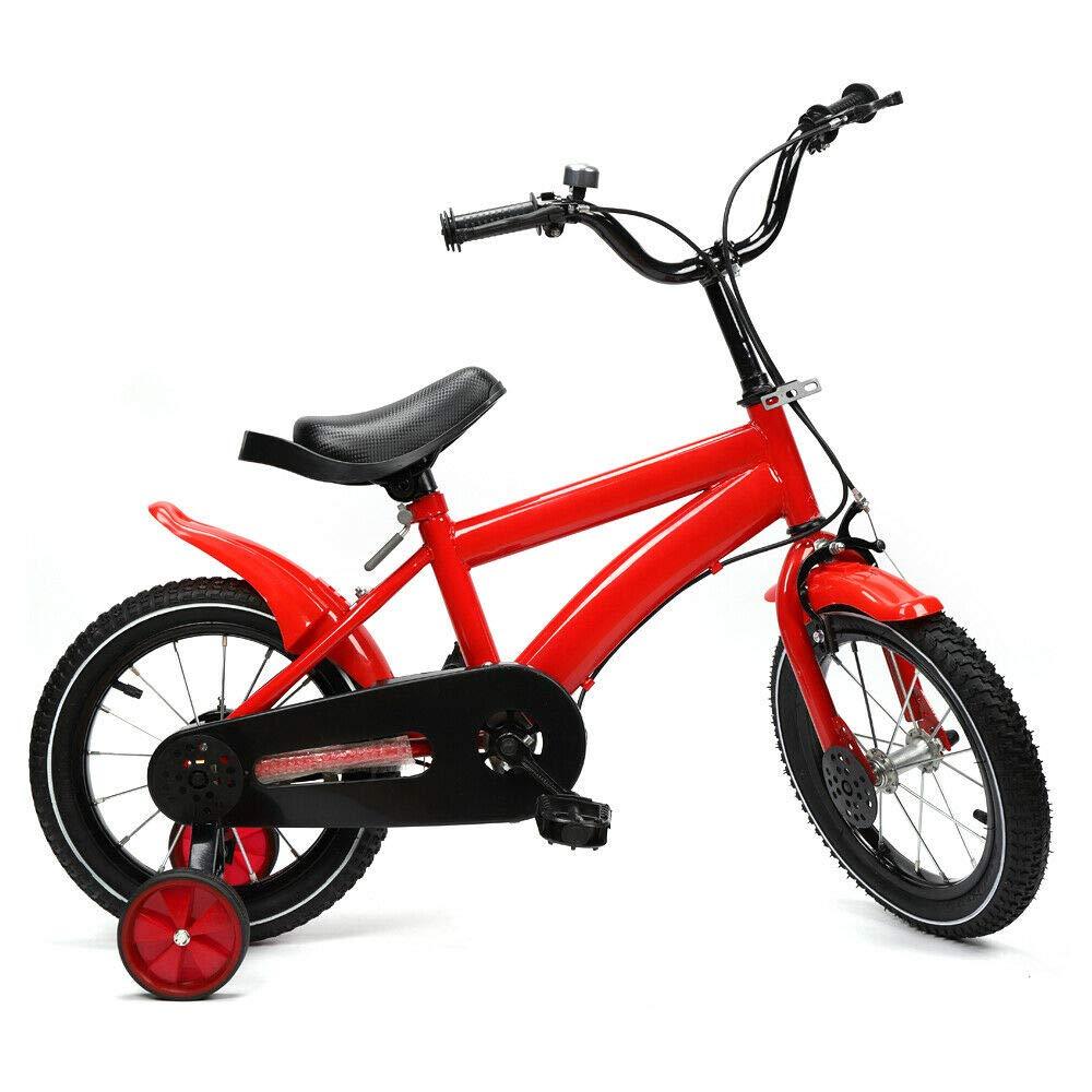 Vélo pour enfant 14 pouces garçon & fille - Stabilisateurs d'équilibre en acier antidérapant - Rouge