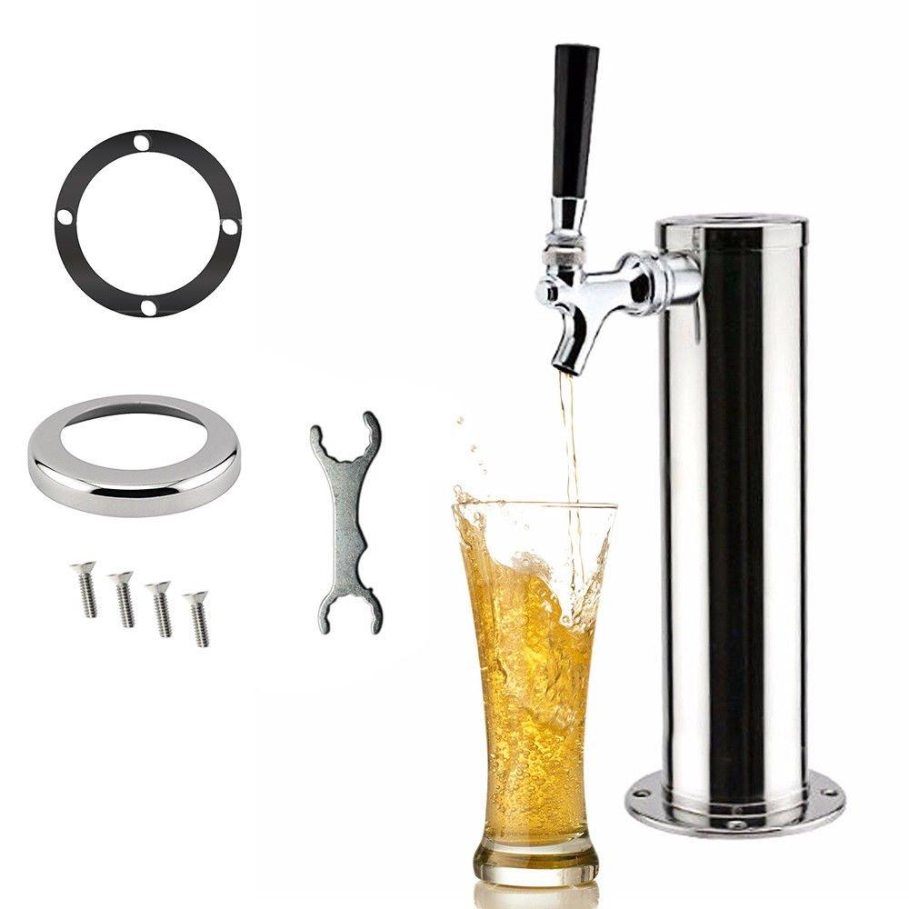 CNCEST 1 Taps Draft Beer Tower,Faucet Stainless Steel Homebrew for Bar &Family Party
