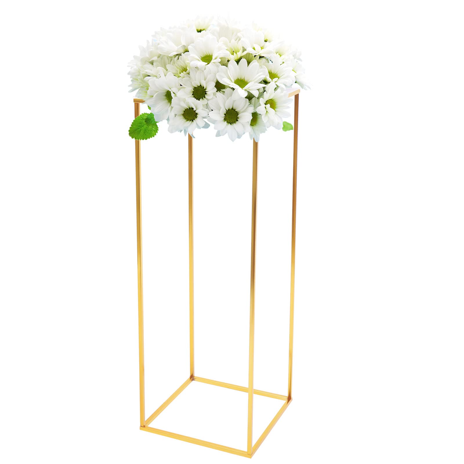Support à fleurs doré - Colonne en métal acrylique