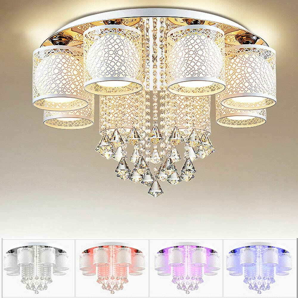 Lustre LED romantique - Plafonnier - Design ludique - Lampe murale pour salon - Lampe en cristal RVB avec télécommande