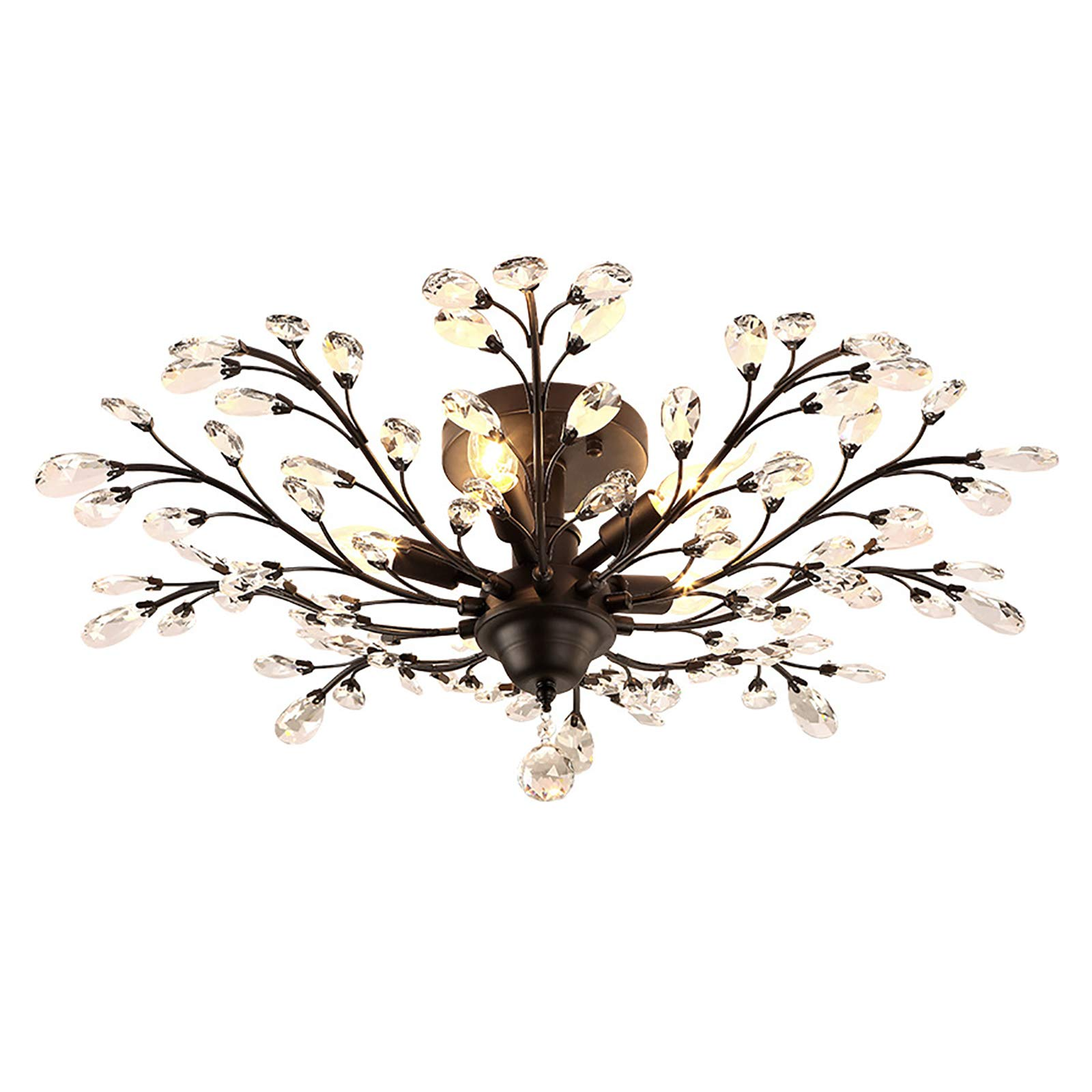 Crystal Flower Ceiling Lamp Metal Branches 