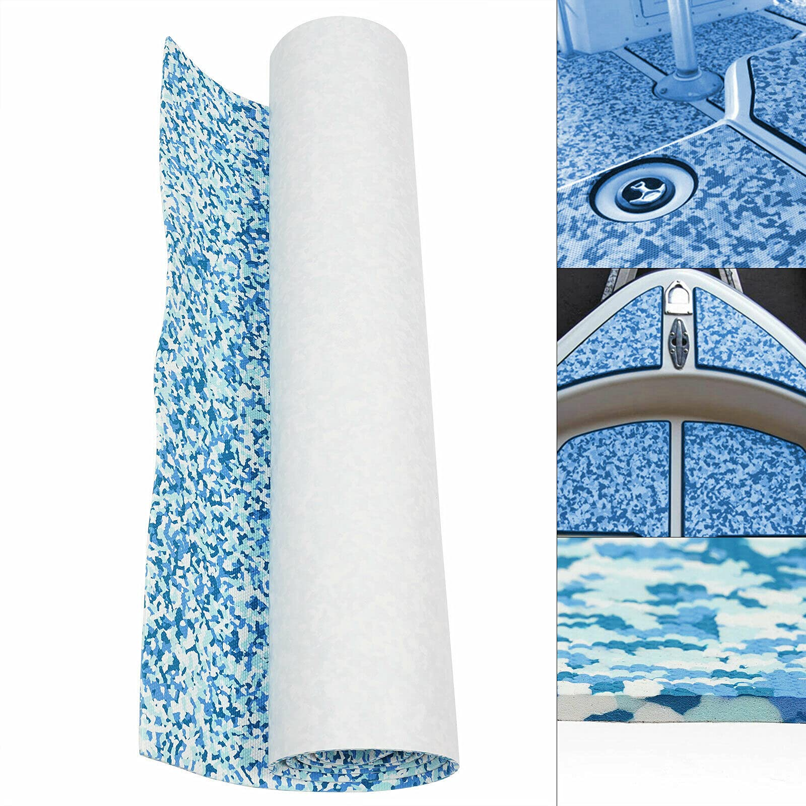 CNCEST - Garniture de plafond en mousse EVA pour bateau, yacht, marine - Antidérapant avec dos adhésif (camouflage bleu/blanc)