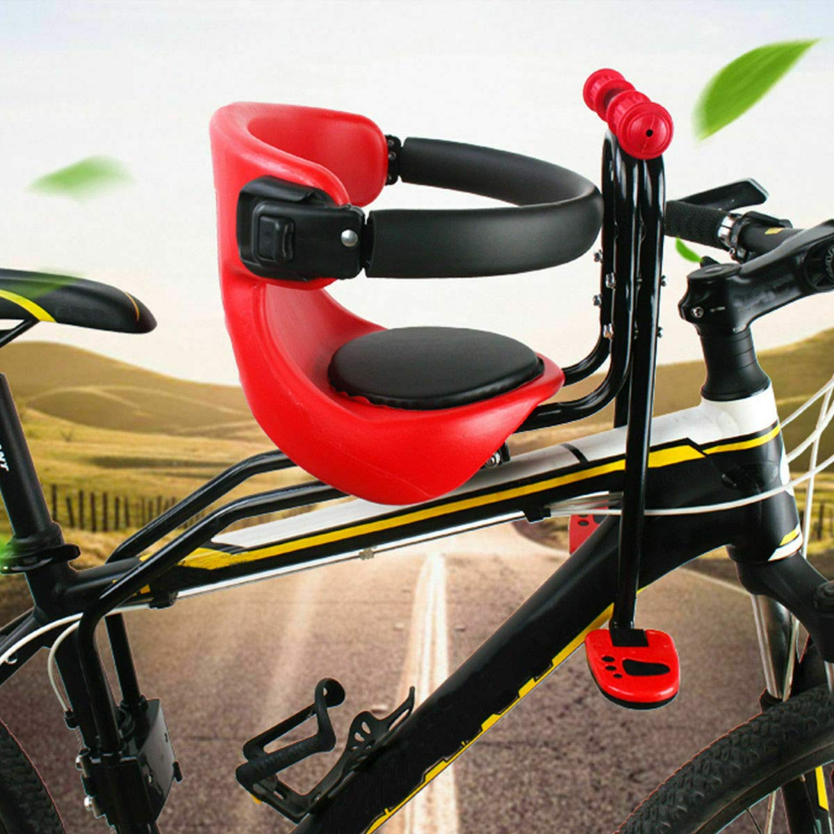 Siège de vélo pour enfant avec pédale et poignée - Compatible avec les VTT 31,8 mm - 30 kg maximum - 40 x 30 x 46 cm - Rouge