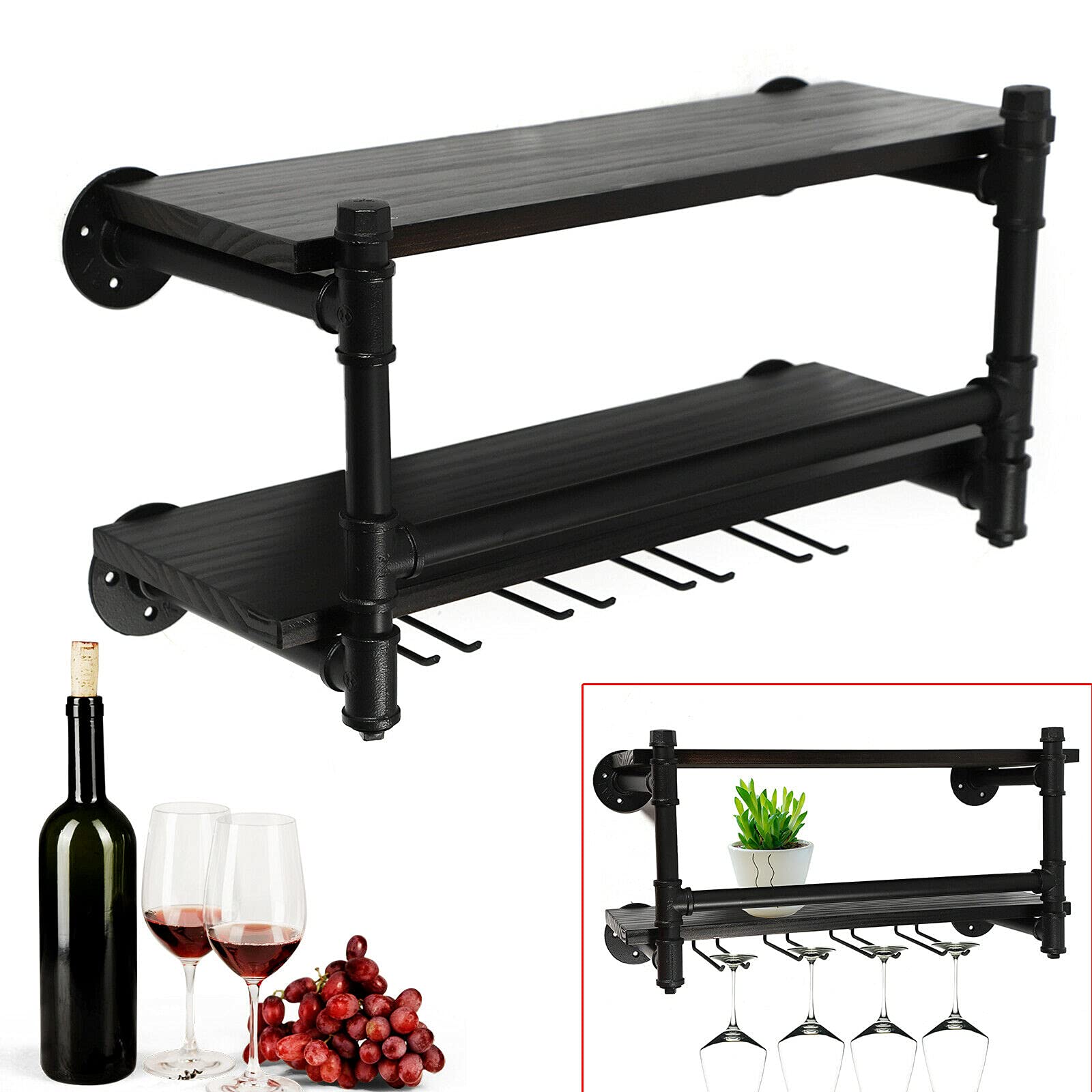 2 Tire Industrial Wall Mounted Wine Rack