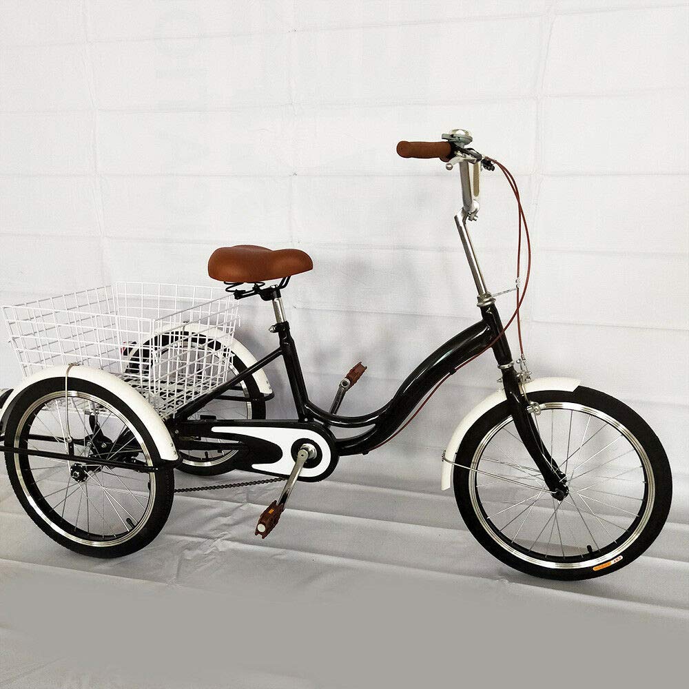 Tricycle adulte de 20 pouces tricycle adulte 3 roues tricycle avec panier, vélo de ville pour adultes et seniors