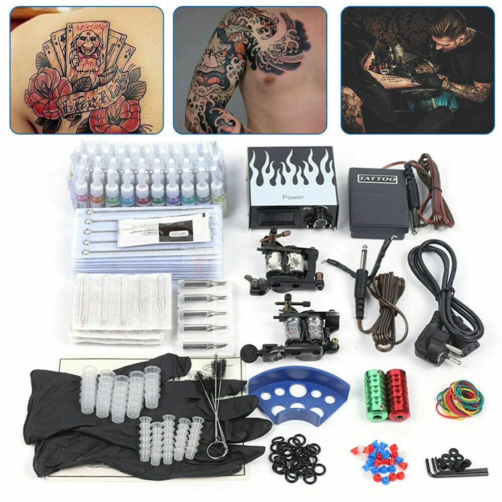 Ensemble complet de tatouage 2 pédale de pédale d'aiguille d'alimentation de couleurs de la machine 40 de tatouage