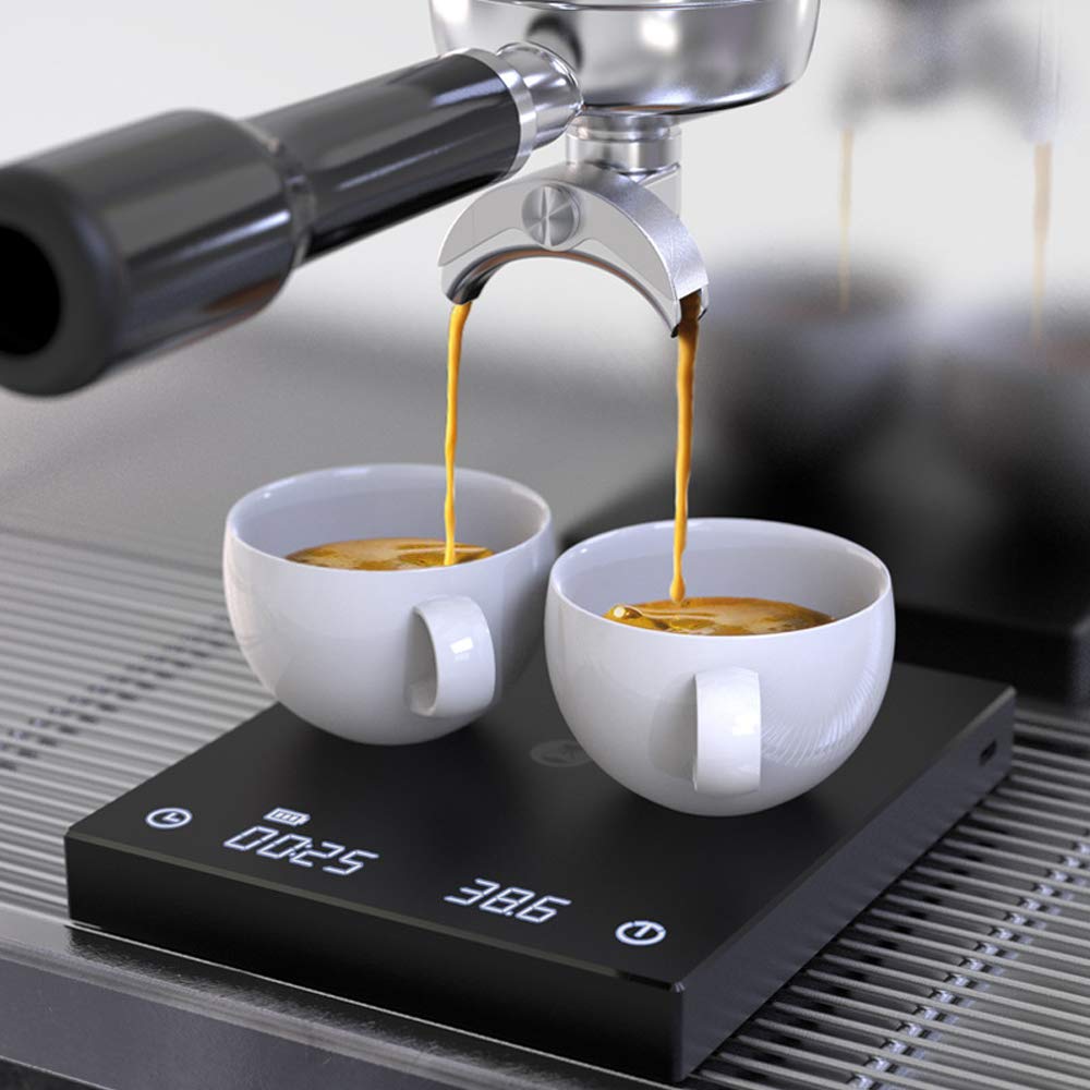 Pèse-café électronique avec minuteur- balance de cuisine numérique avec fonction de temps- compte à rebours et fonction alarme (noir)