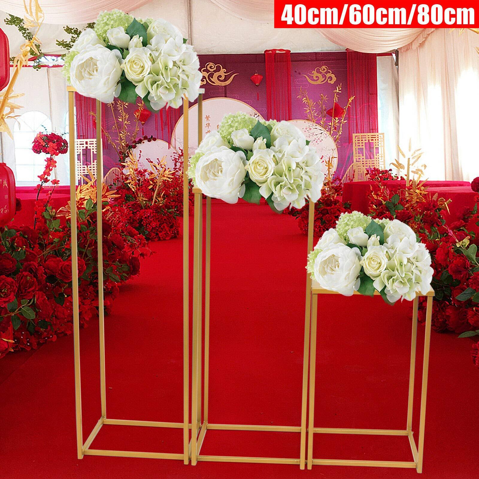 Lot de 3 vases géométriques amovibles en métal doré pour décoration de mariage