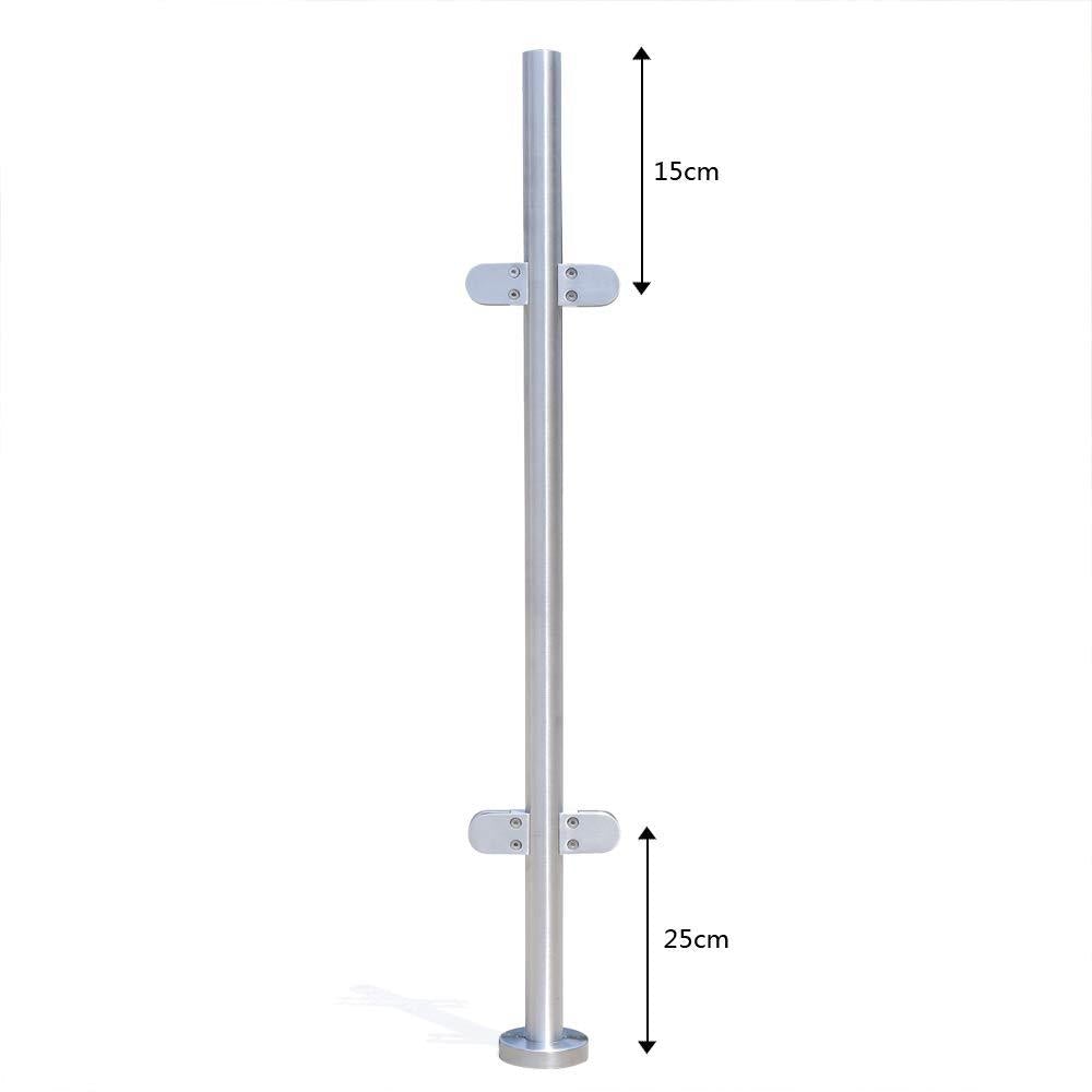 CNCEST 110CM High Glass Balustrade Railing Post Glazing Stainless Steel Pole Handrail