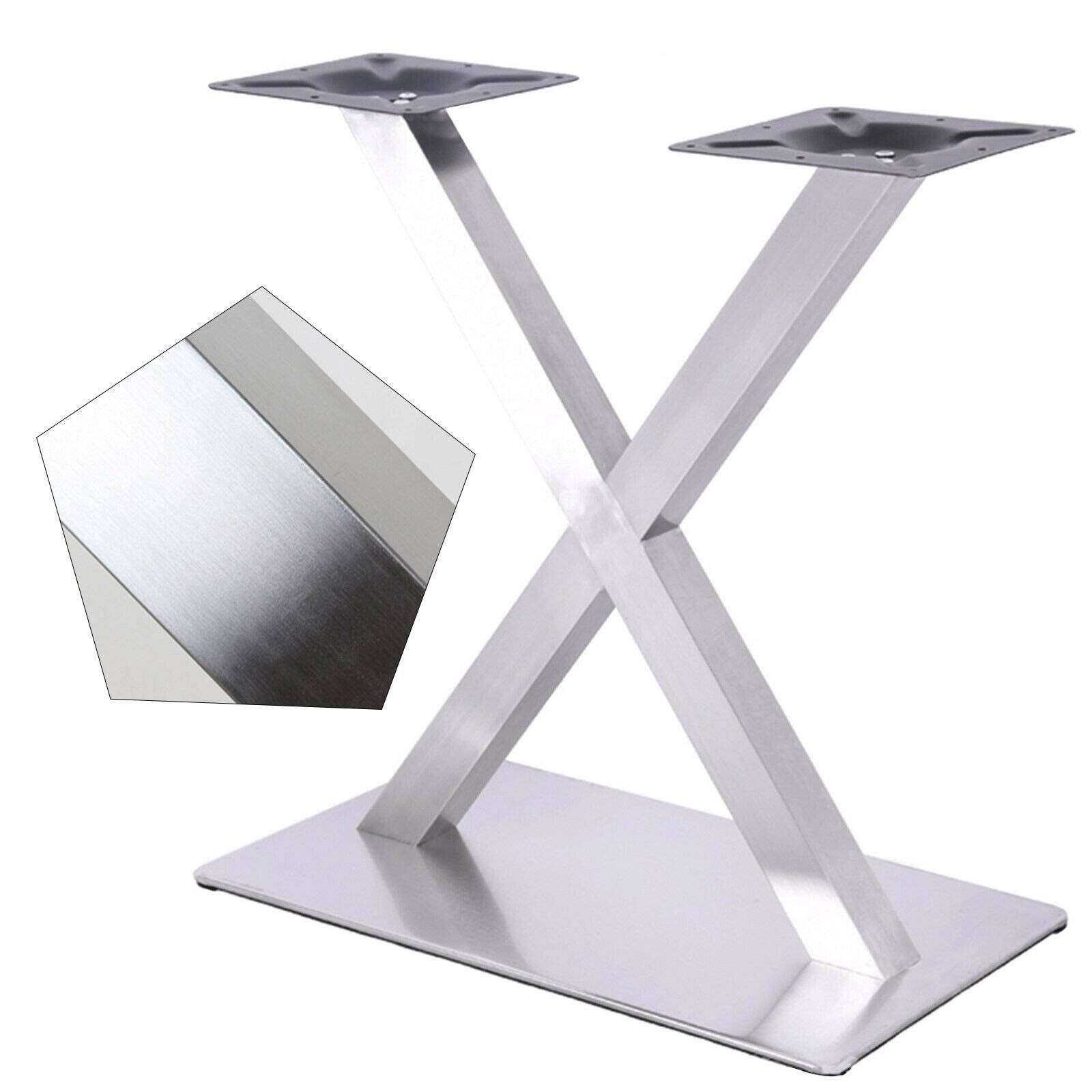 Lot de 2 pieds de table en acier inoxydable en forme de X - 72 cm