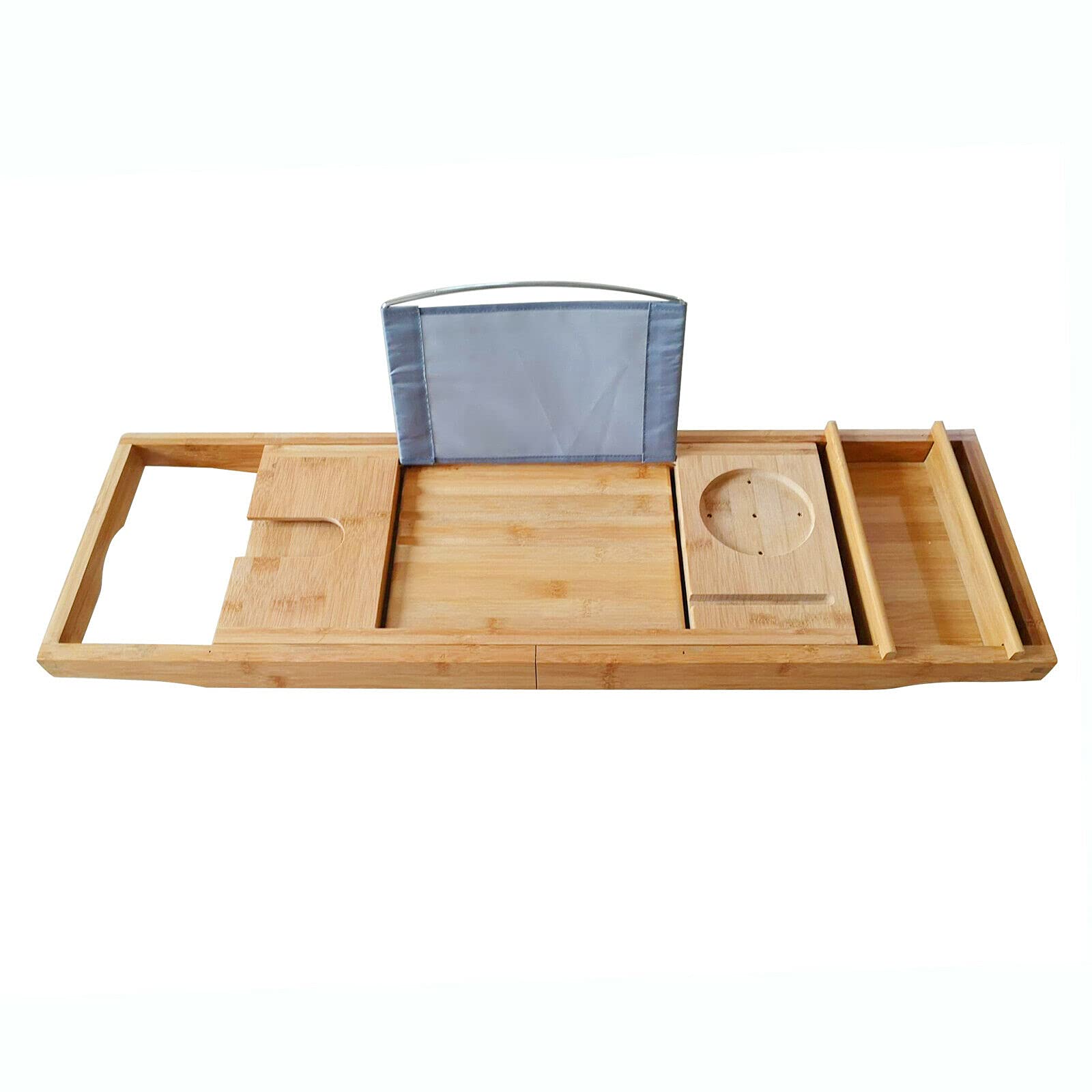 Tablette de baignoire réglable en bambou - Organiseur de baignoire unique avec tablette pour verre à vin, porte-serviettes, étanche