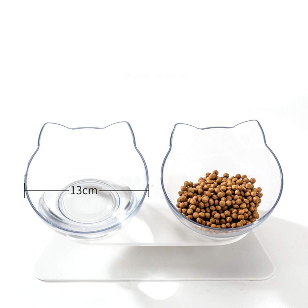 Gamelle inclinable à 15° pour chat - Bol en plastique de qualité alimentaire - Transparent - Diamètre : 13 cm