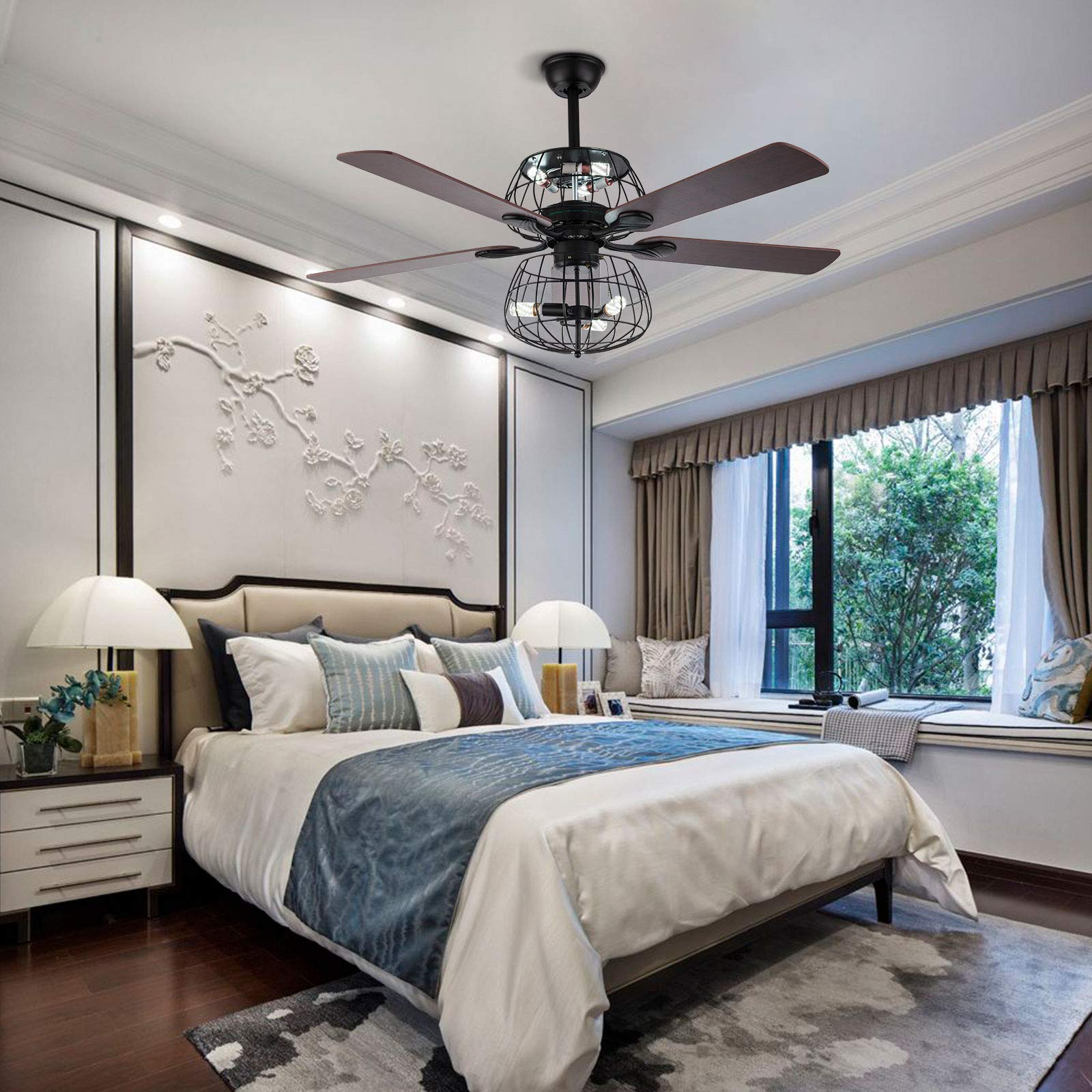 52 Inch Modern Ceiling Fan with Remote Control for bedroom
