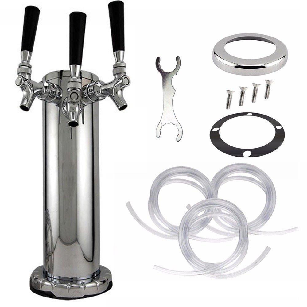 Package Included: 1 x Draft Beer Tower 1 x Wrench 4 x Screws 1 x Rubber Base Gasket 3 x Black Handle 3 x Spring 3 x Faucet