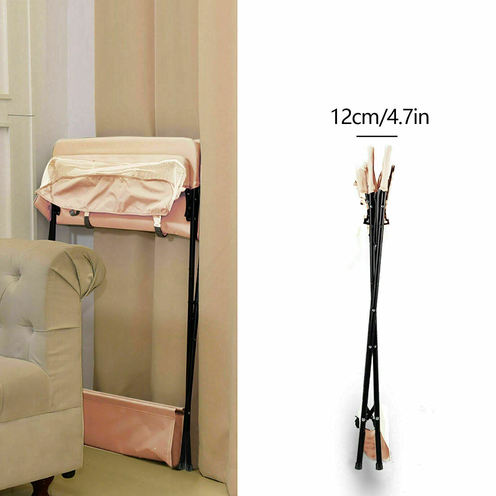 Table à langer pliable pour bébé avec compartiments de rangement, ceinture de sécurité, utilisable comme table à langer (kaki sans roues)