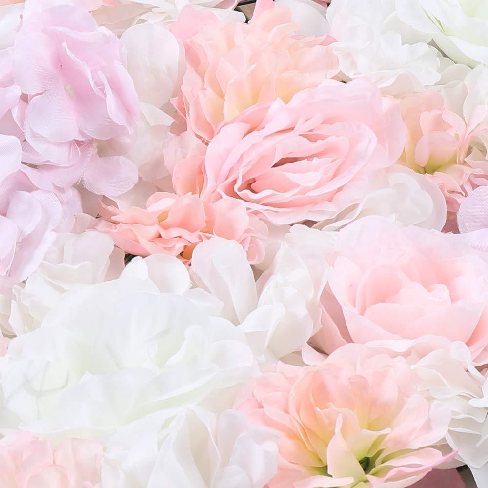 CNCEST Lot de 5 toiles de fond pour décoration de mariage, fête - Blanc et rose en soie - Fond en fleurs artificielles