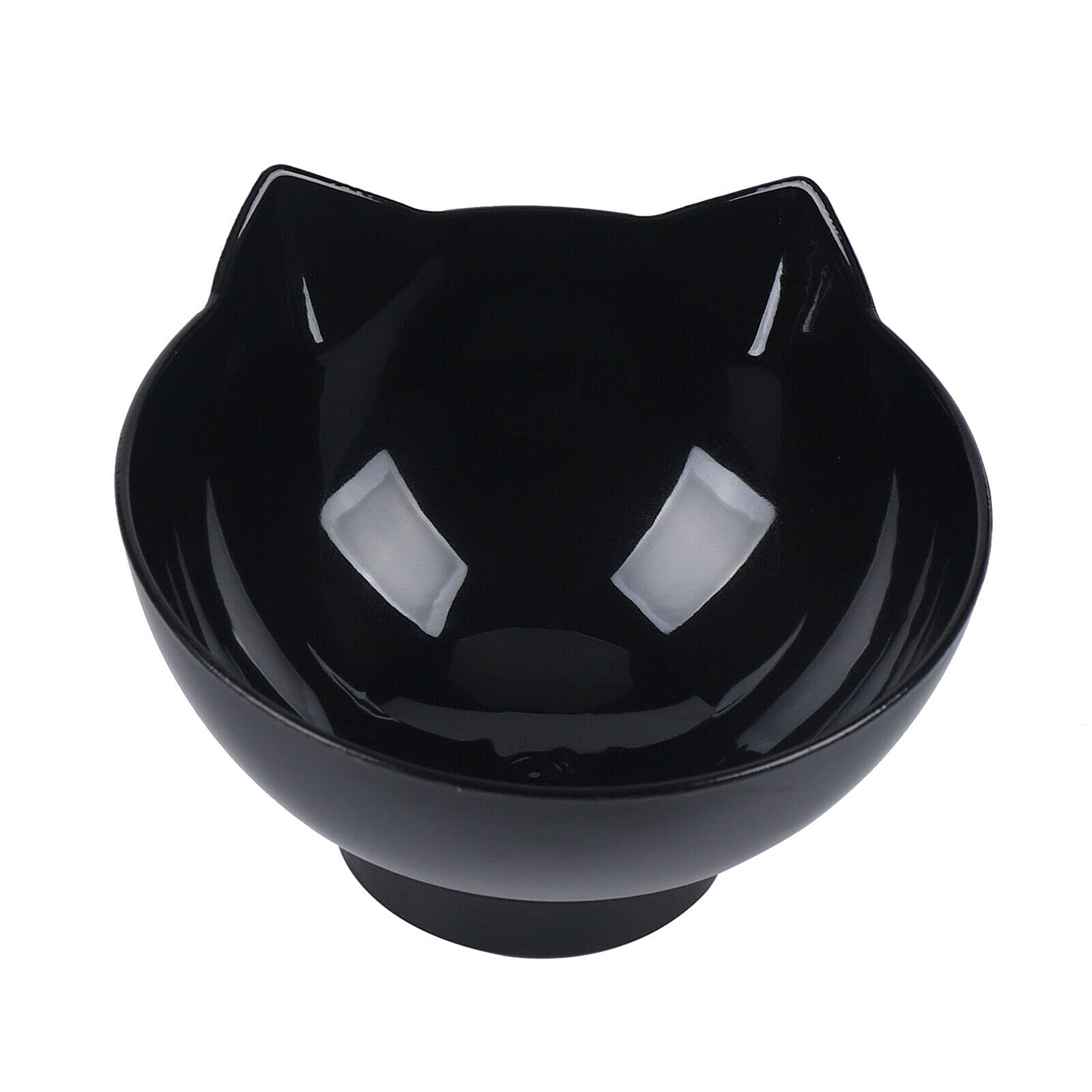 Gamelle moderne en plastique pour chat - Double coque - Convient pour les animaux domestiques (2 bols noirs de 27,5 x 13,5 x 14,2 cm)