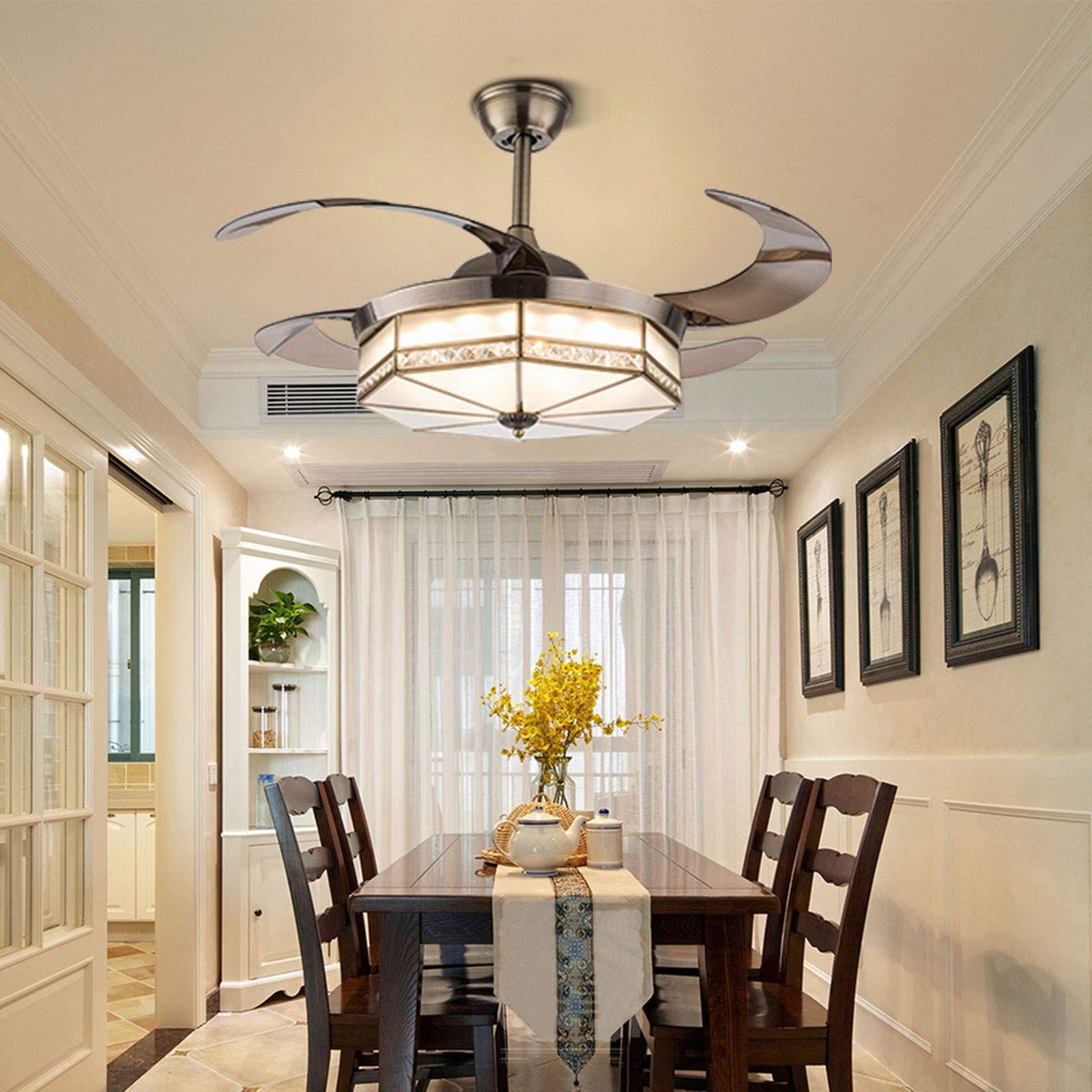 42 Inch Copper Golden Ceiling Fans with LED Light for dining room