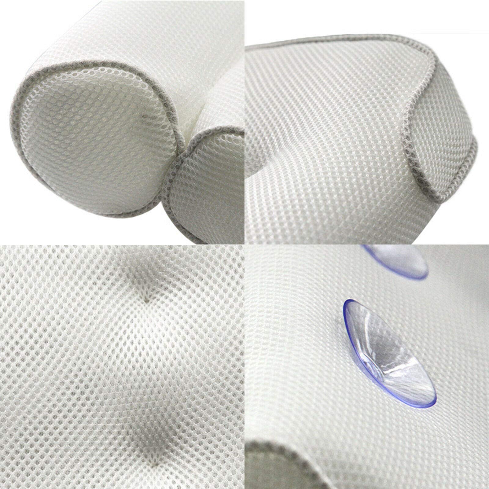 Rectangle 3D Mesh Bathtub Pillow with 6 Suction Cups Non Slip Spa Headrest Bath