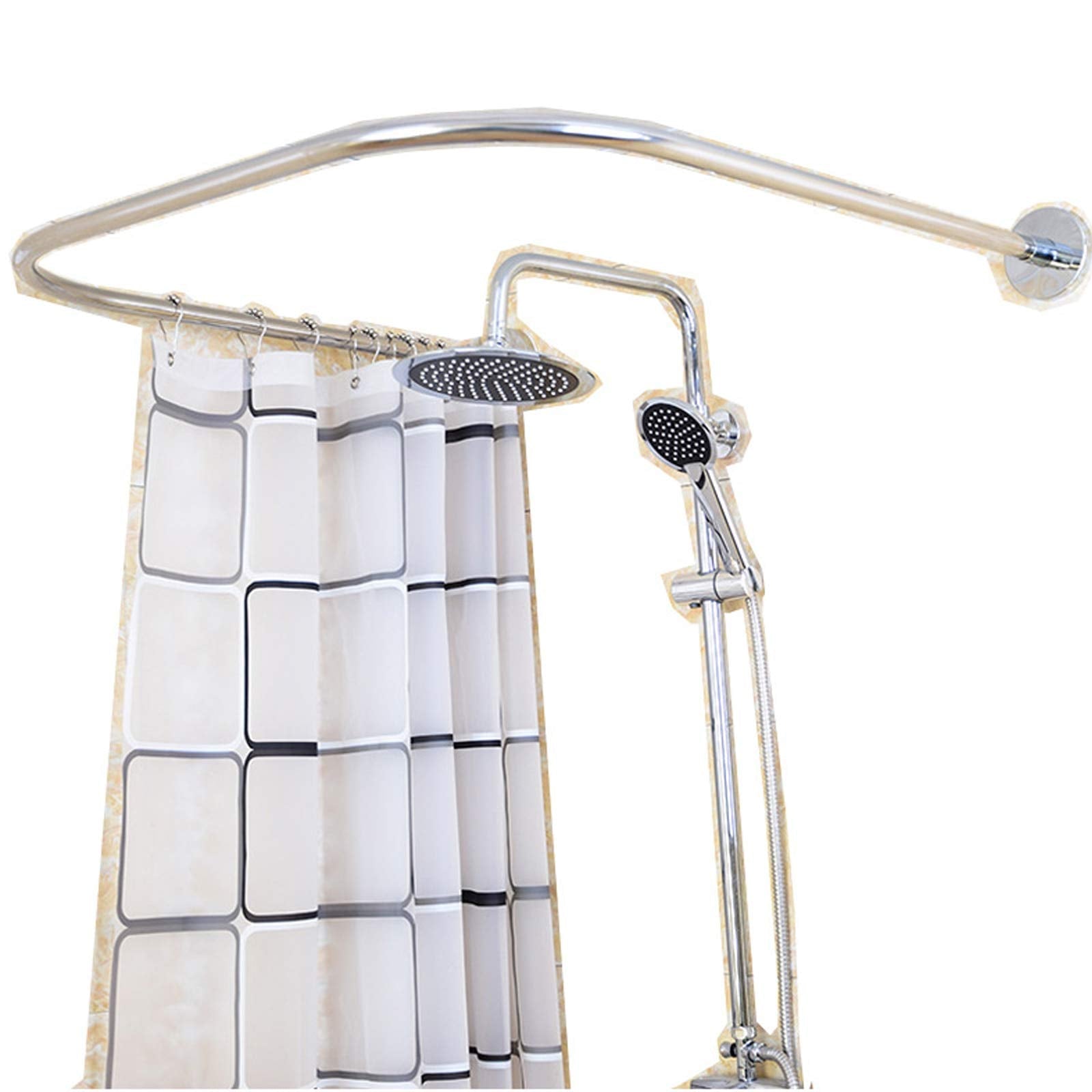 Tringle à rideau de douche en forme de U - Barre coudée pour salle de bain 