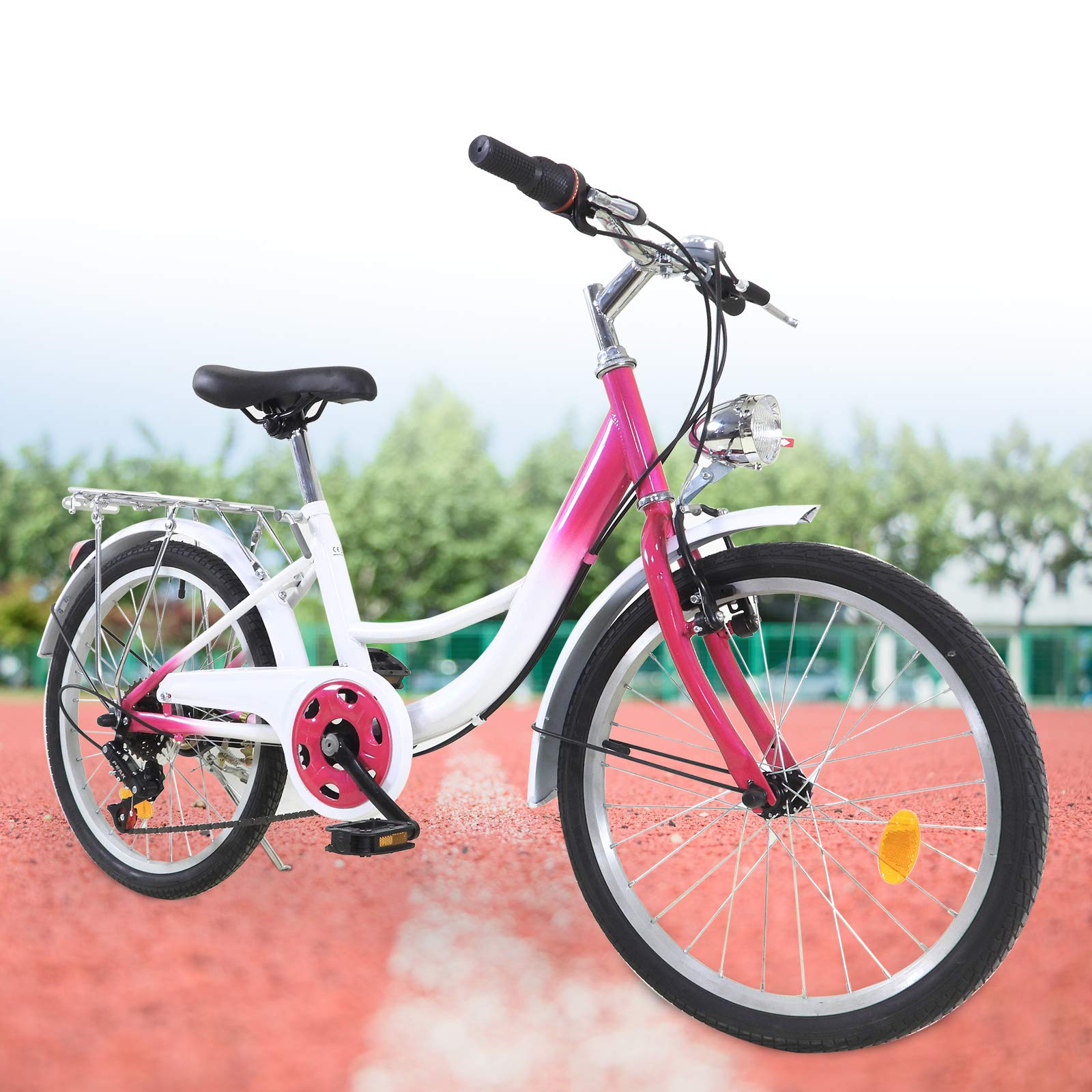 Vélo pour enfant 20 pouces 6 vitesses - Pour garçons et filles - Pour 12-16 ans - Rose et blanc - Économie d'énergie et protection de l'environnement