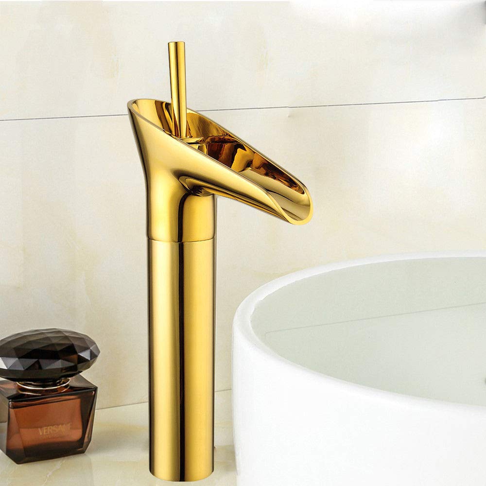 Robinet de lavabo rétro doré en céramique antique pour salle de bain