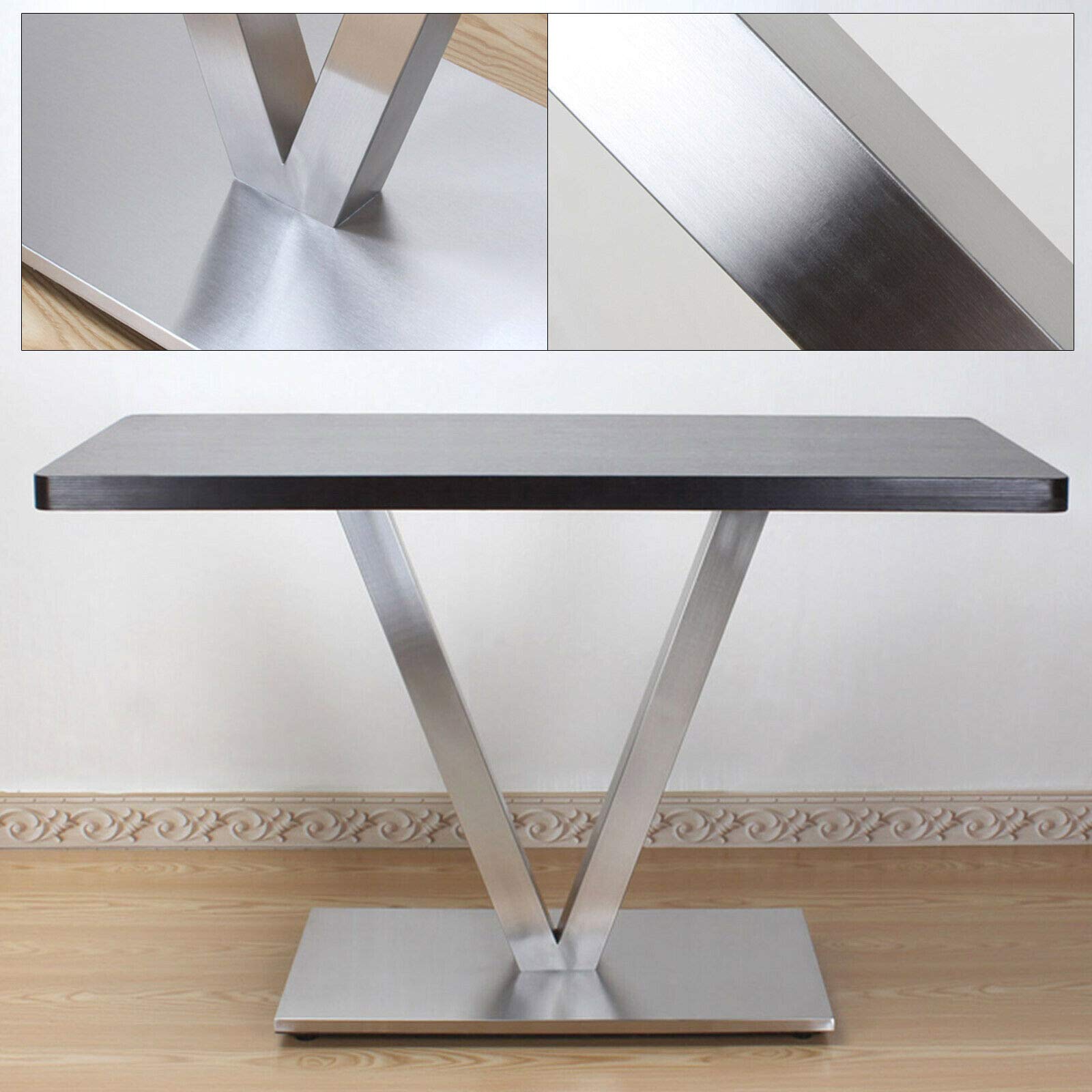 Lot de 2 pieds de table en forme de V en acier inoxydable brossé