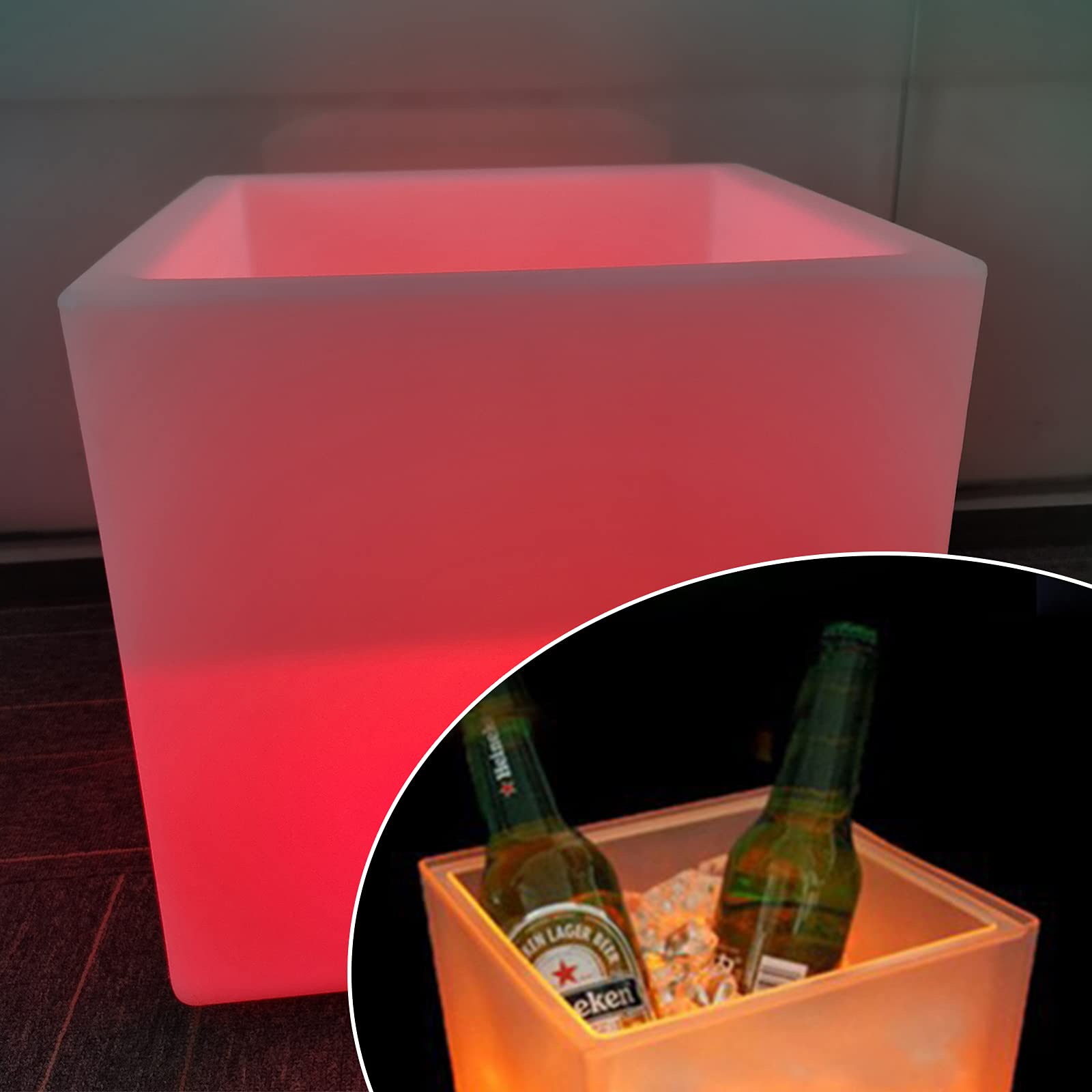 16 Color Changing Ice Bucket LED Wine Cooler Beer Beverage Bottle Holder Party