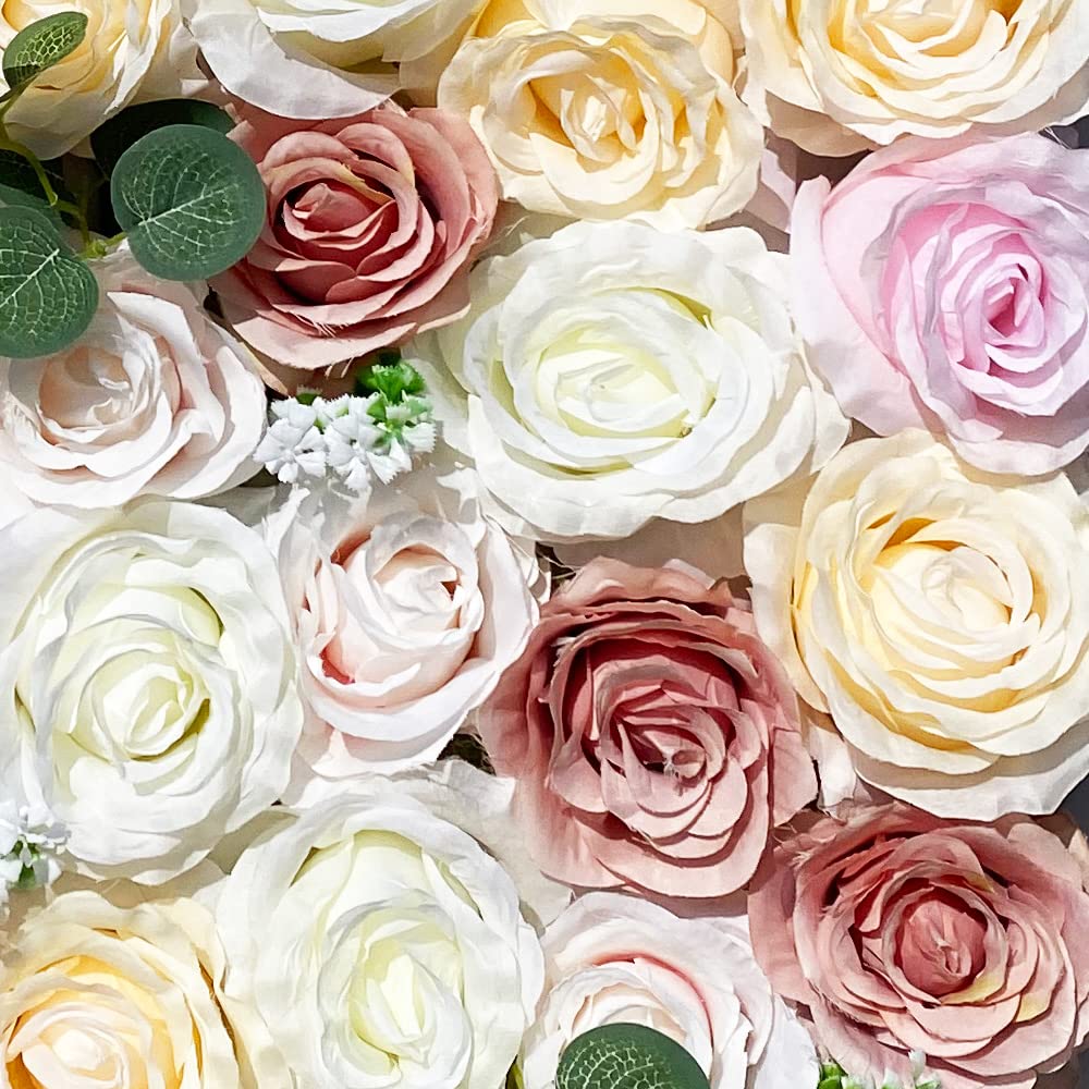 Lot de 12 panneaux muraux de roses artificiels pour décoration de mariage, de fête