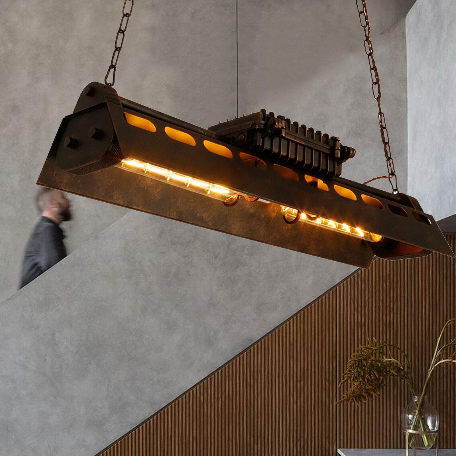 Plafonnier LED 78 cm - Style industriel - Rétro - En fer