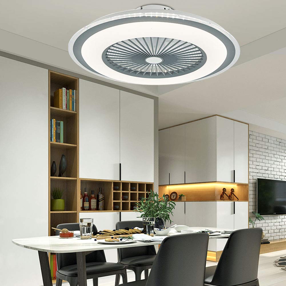Ventilateur de plafond déstratificateur design avec lumière LED dimmable  trois tons et télécommande, ultra puissant et compact