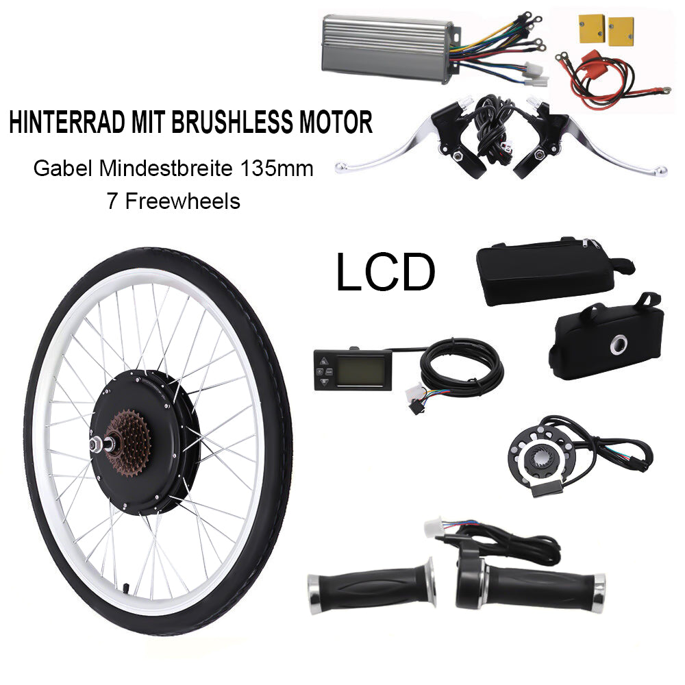 Kit de conversion pour vélo électrique 26" 36 V 250 W - Kit de conversion de vélo électrique LCD - Kit de conversion de roue arrière